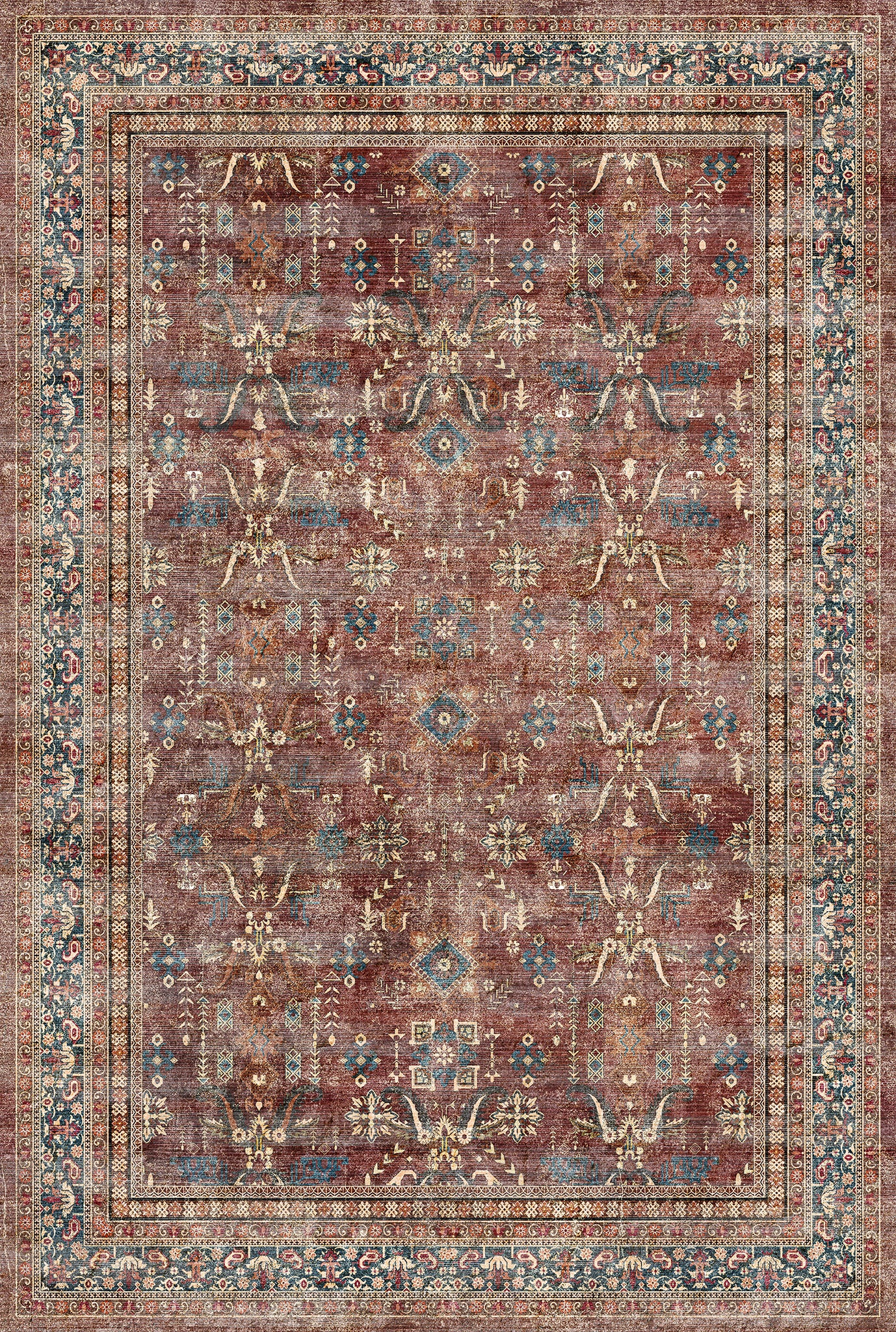 Sabra Distressed Ornamental Rug