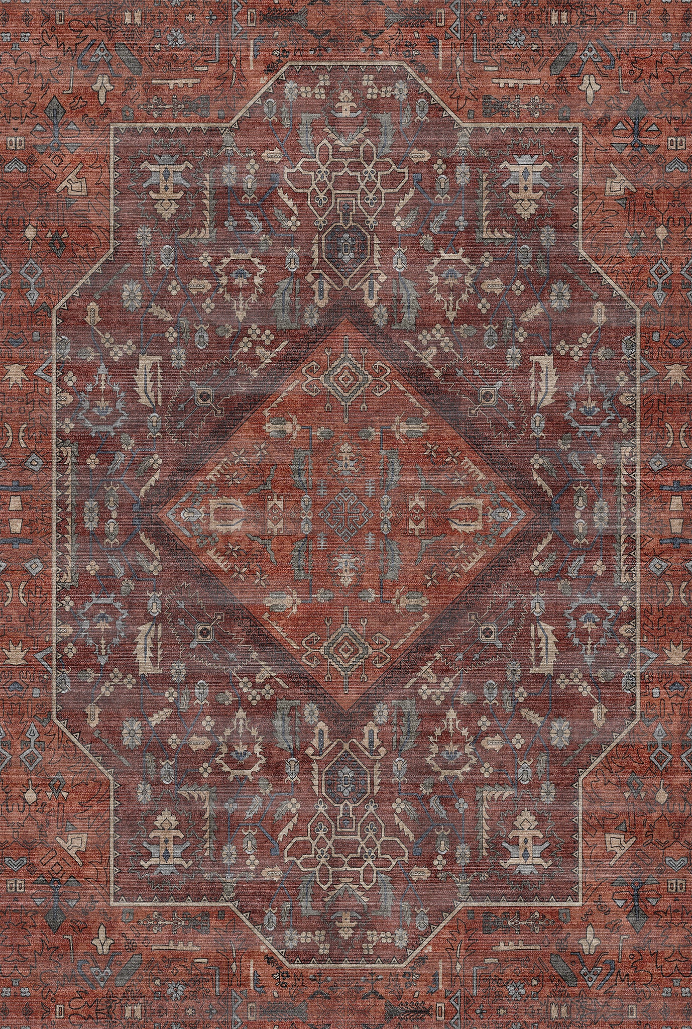Elliot Tapis à médaillon géométrique