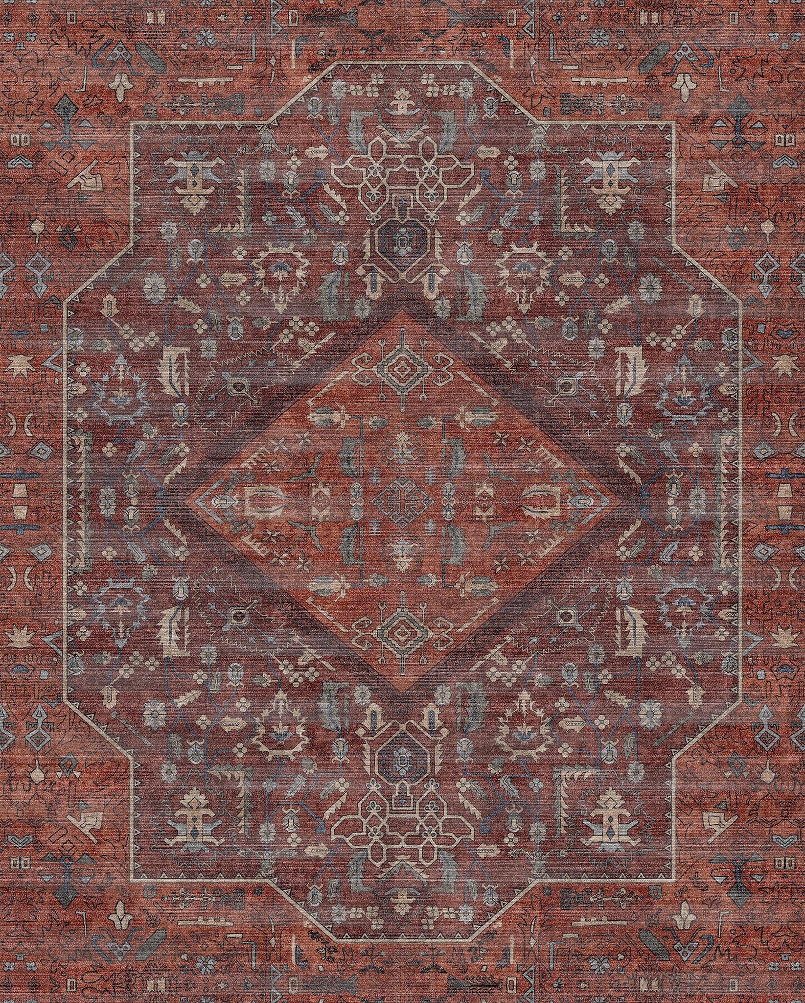 Elliot Tapis à médaillon géométrique