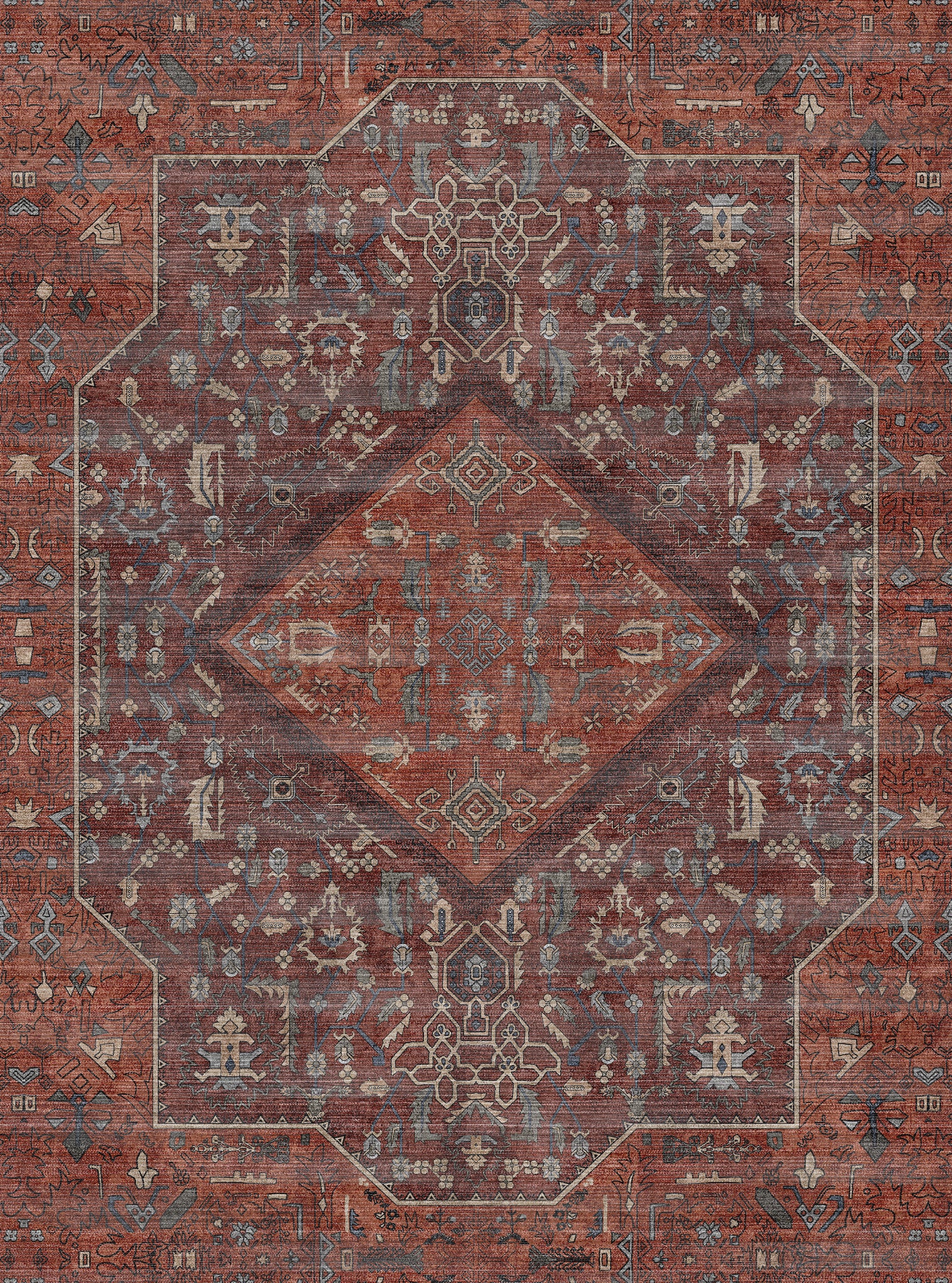 Elliot Tapis à médaillon géométrique