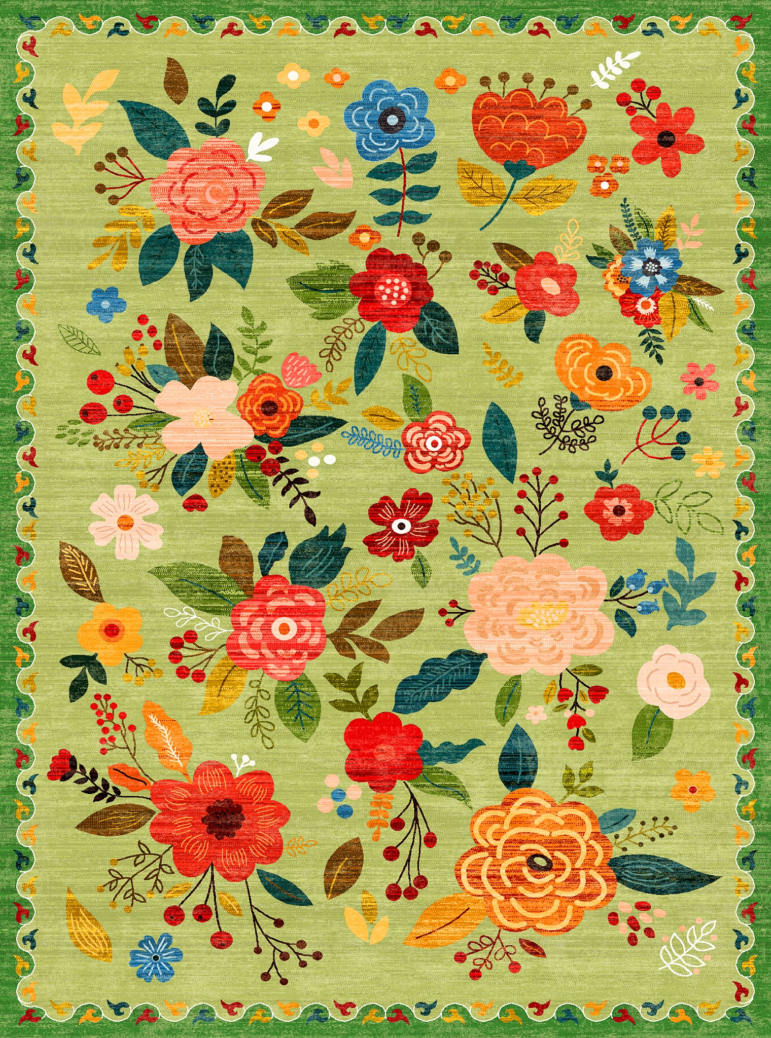 Lera Vintageblommigt Mönstrad Matta
