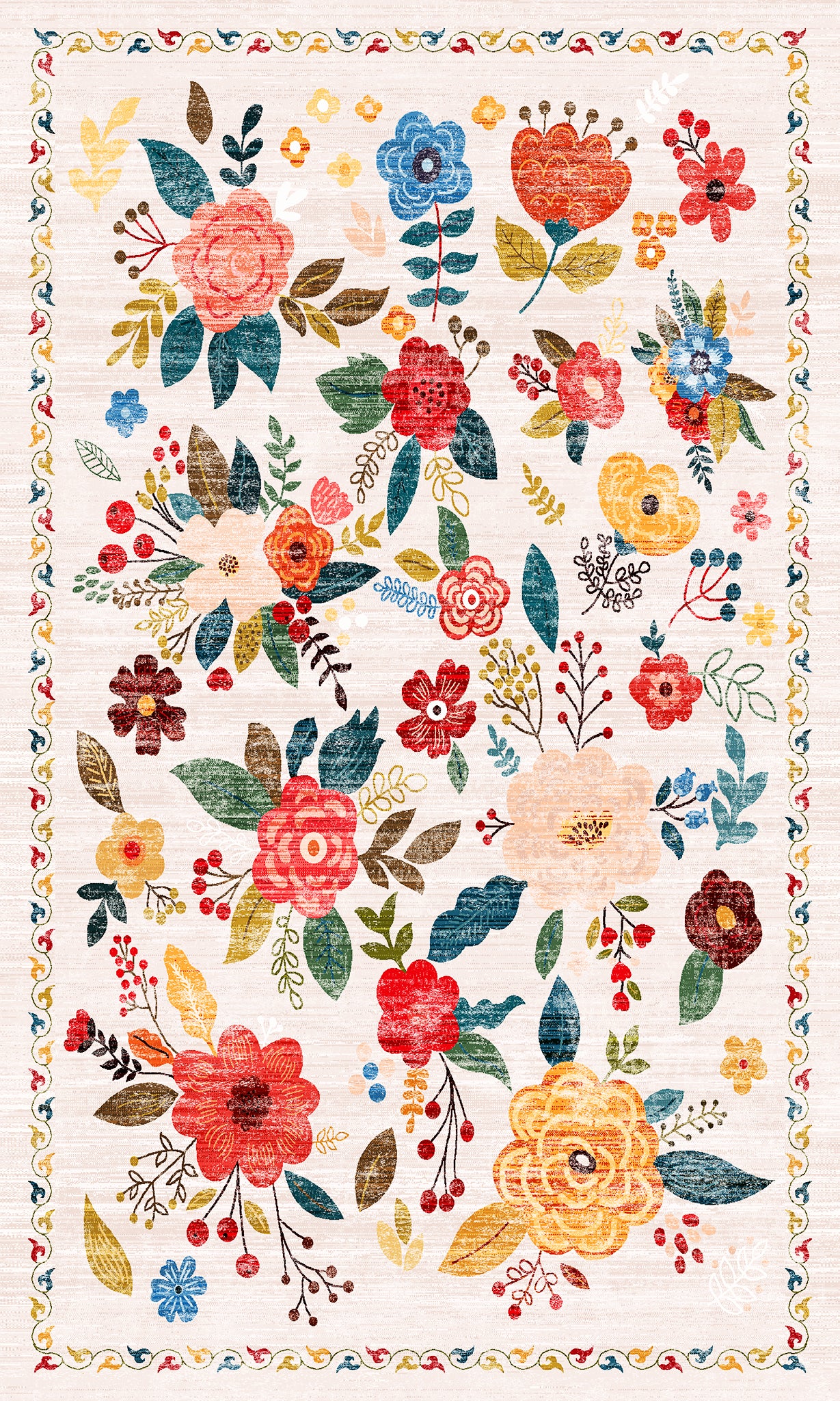 Lera Vintageblommigt Mönstrad Matta