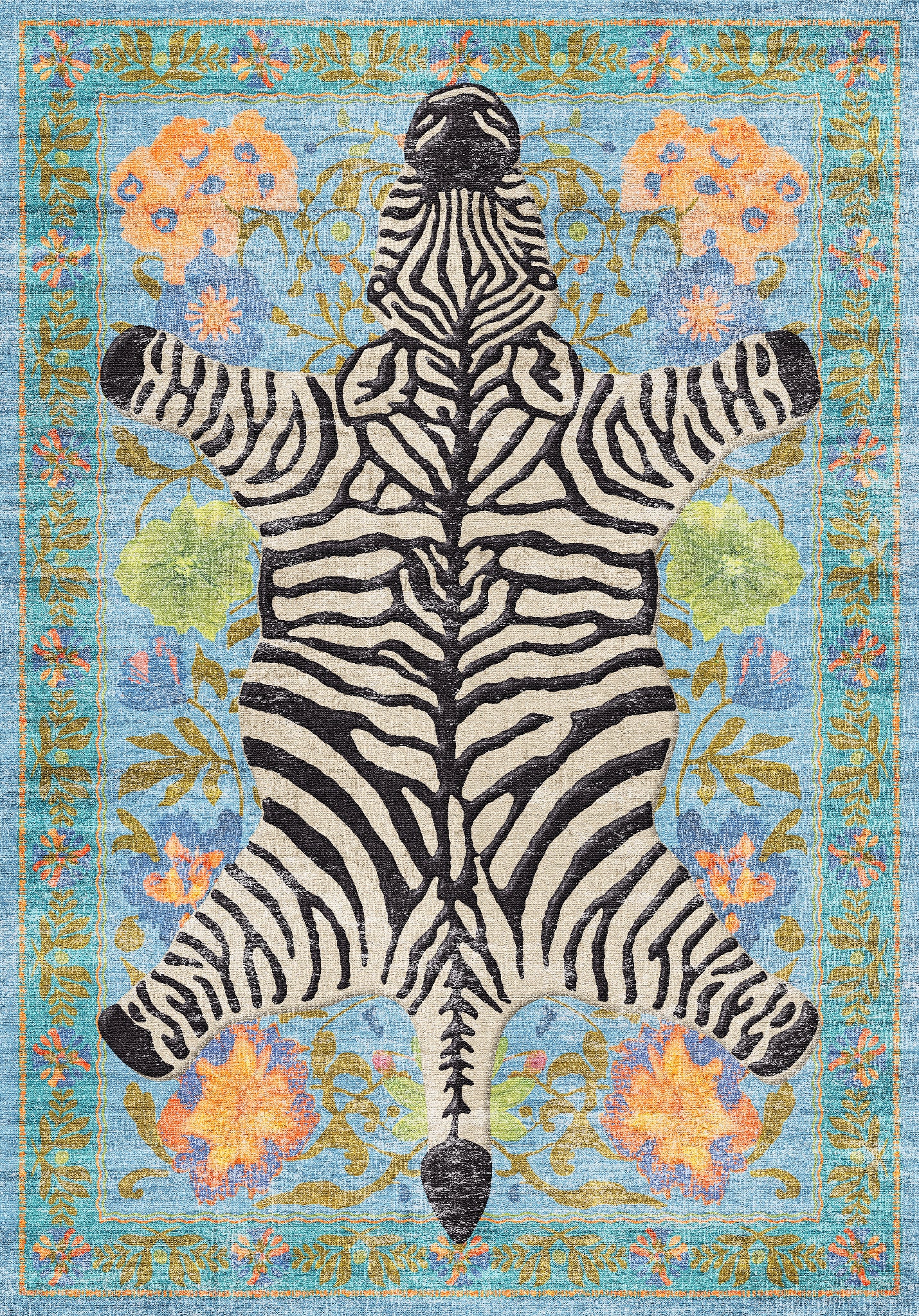 Yara Ботанически килим със зебров печат