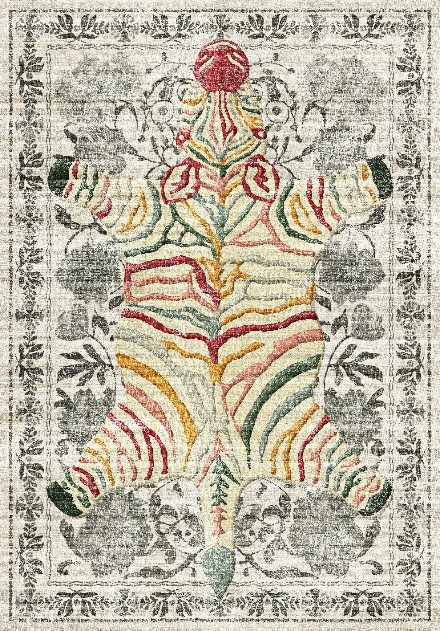 Yara Ботанически килим със зебров печат