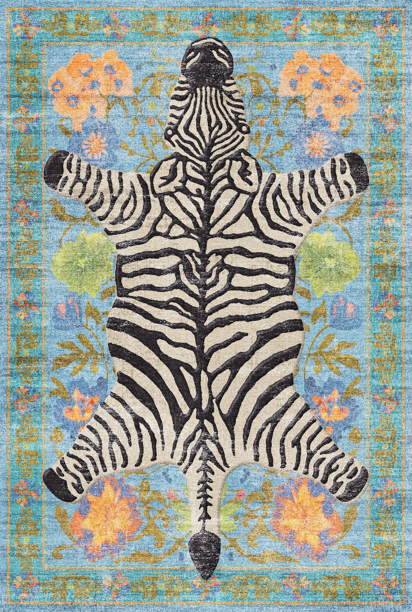 Yara Ботанически килим със зебров печат