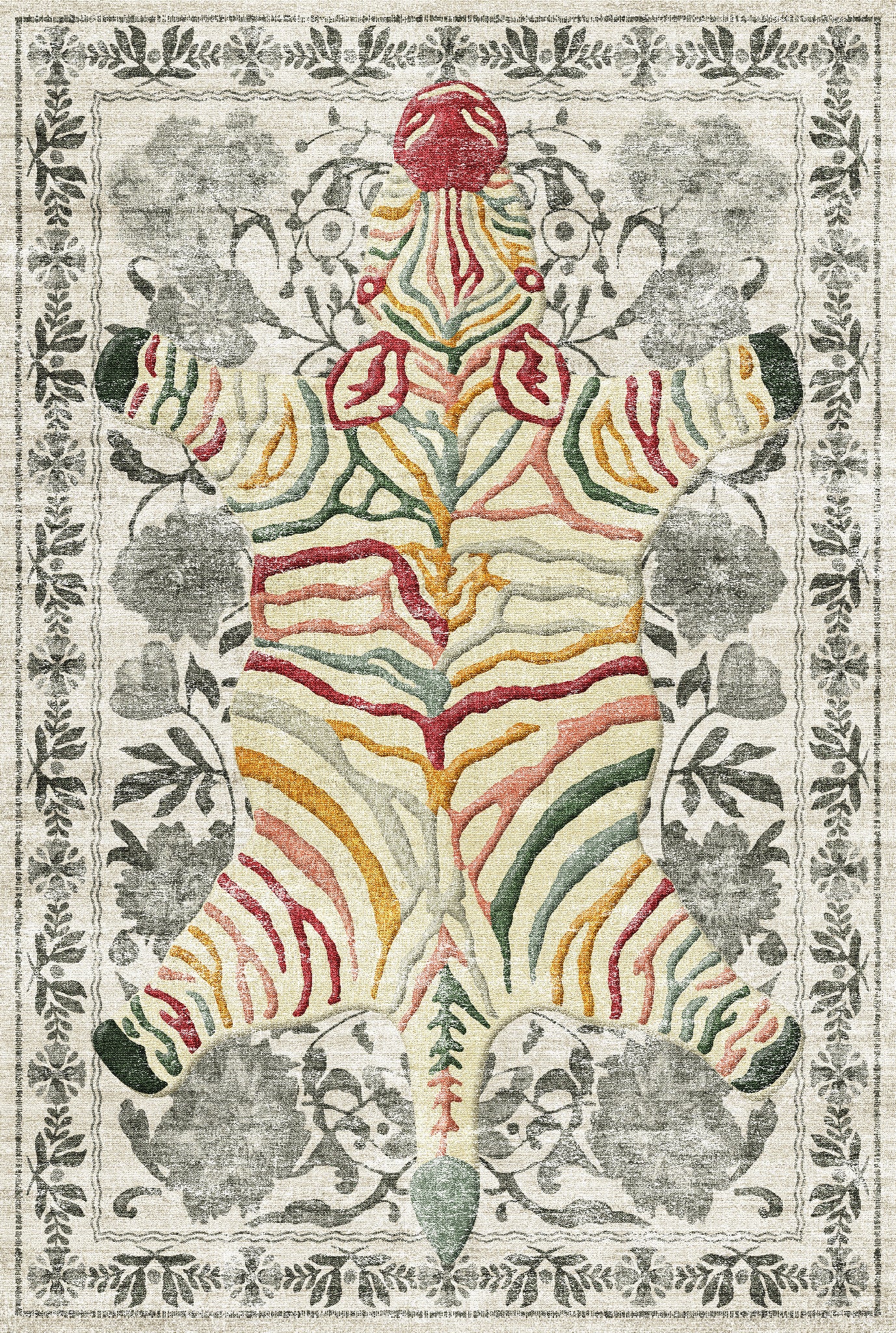 Yara Ботанически килим със зебров печат