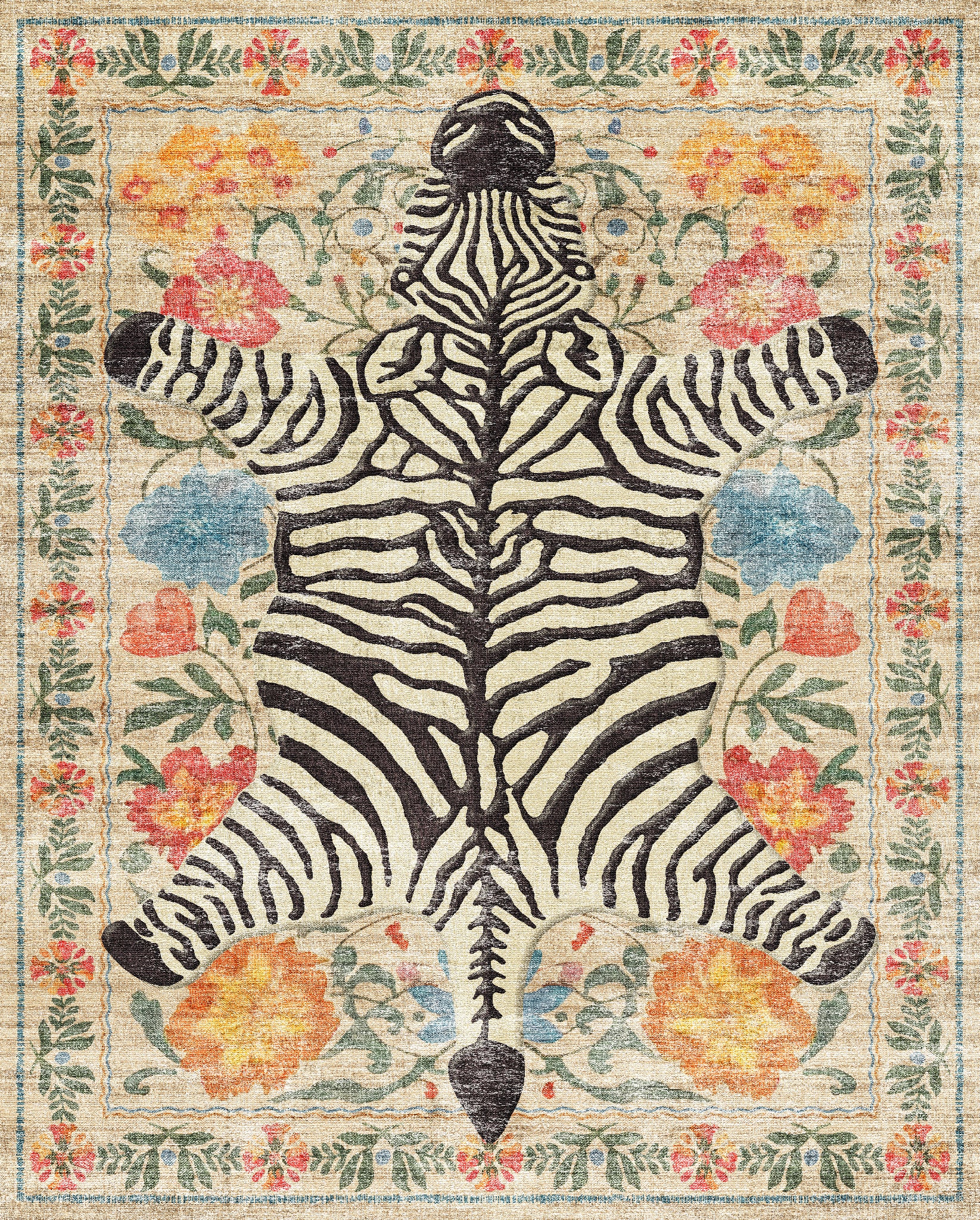 Yara Ботанически килим със зебров печат