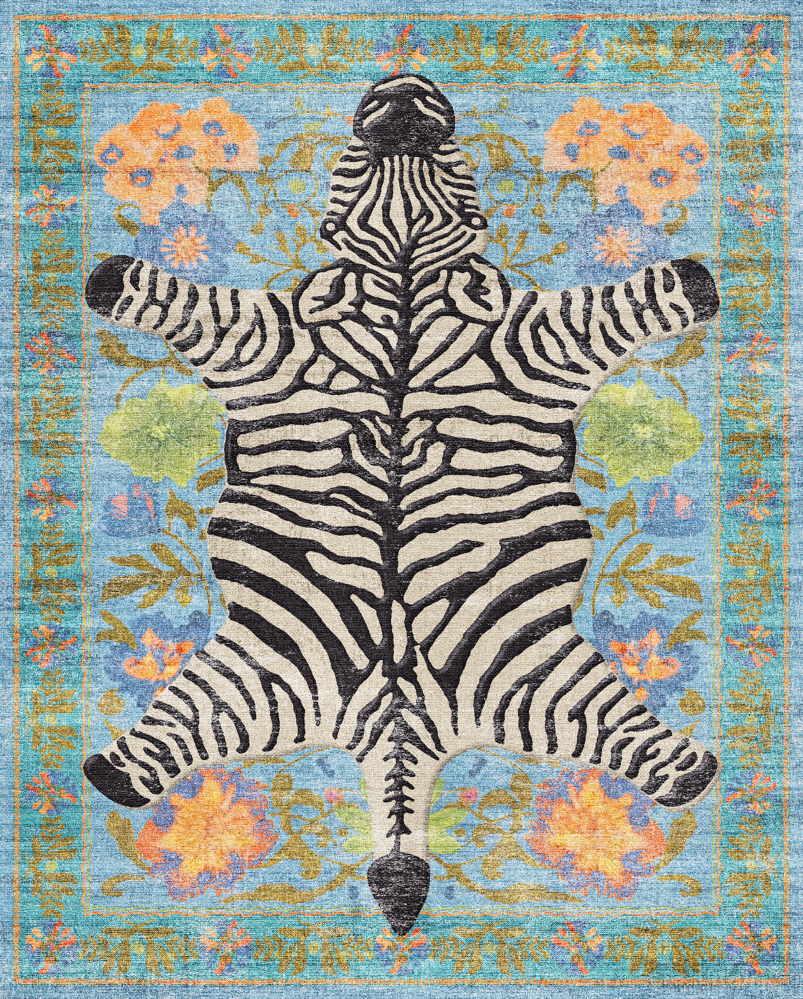 Yara Ботанически килим със зебров печат