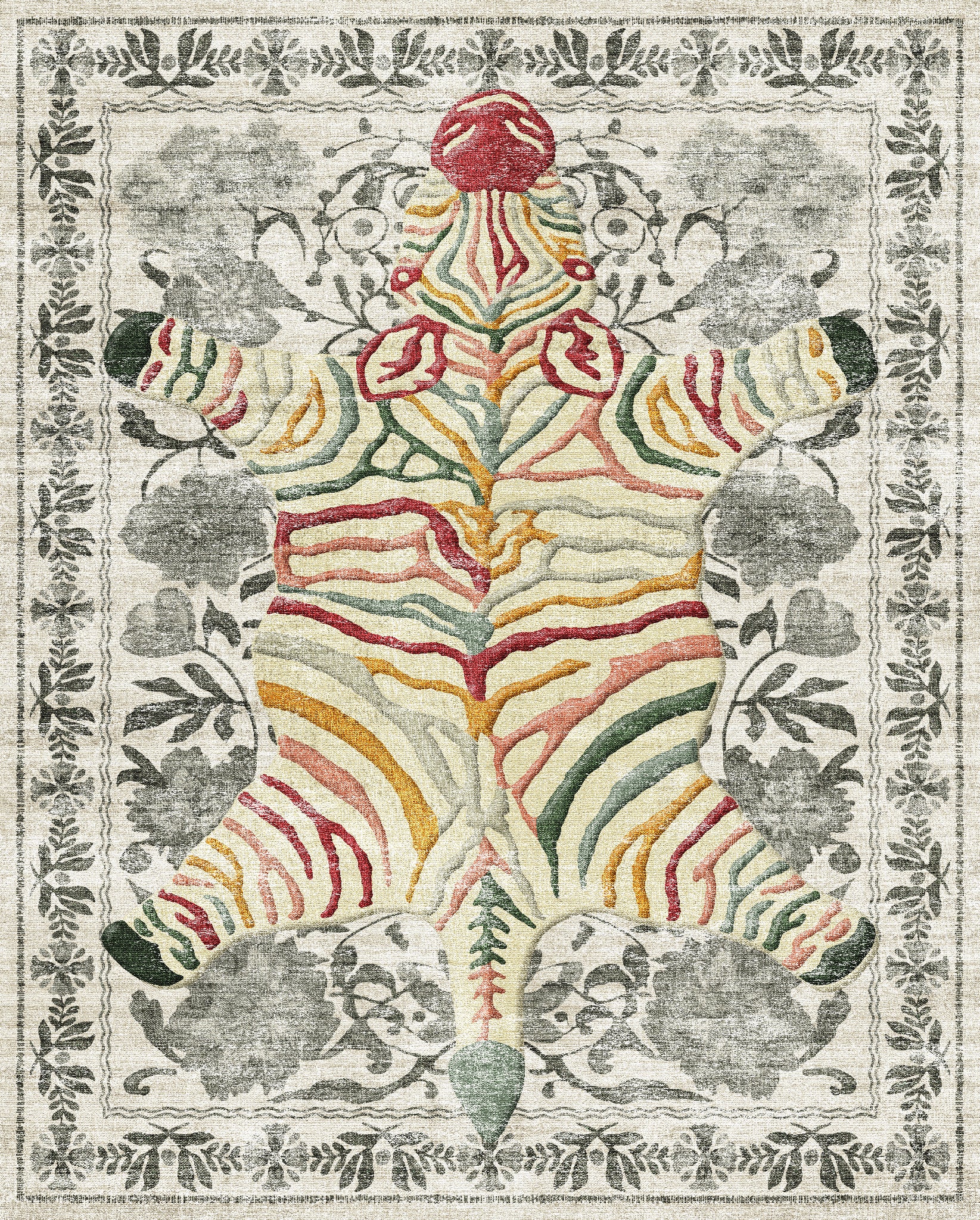 Yara Ботанически килим със зебров печат