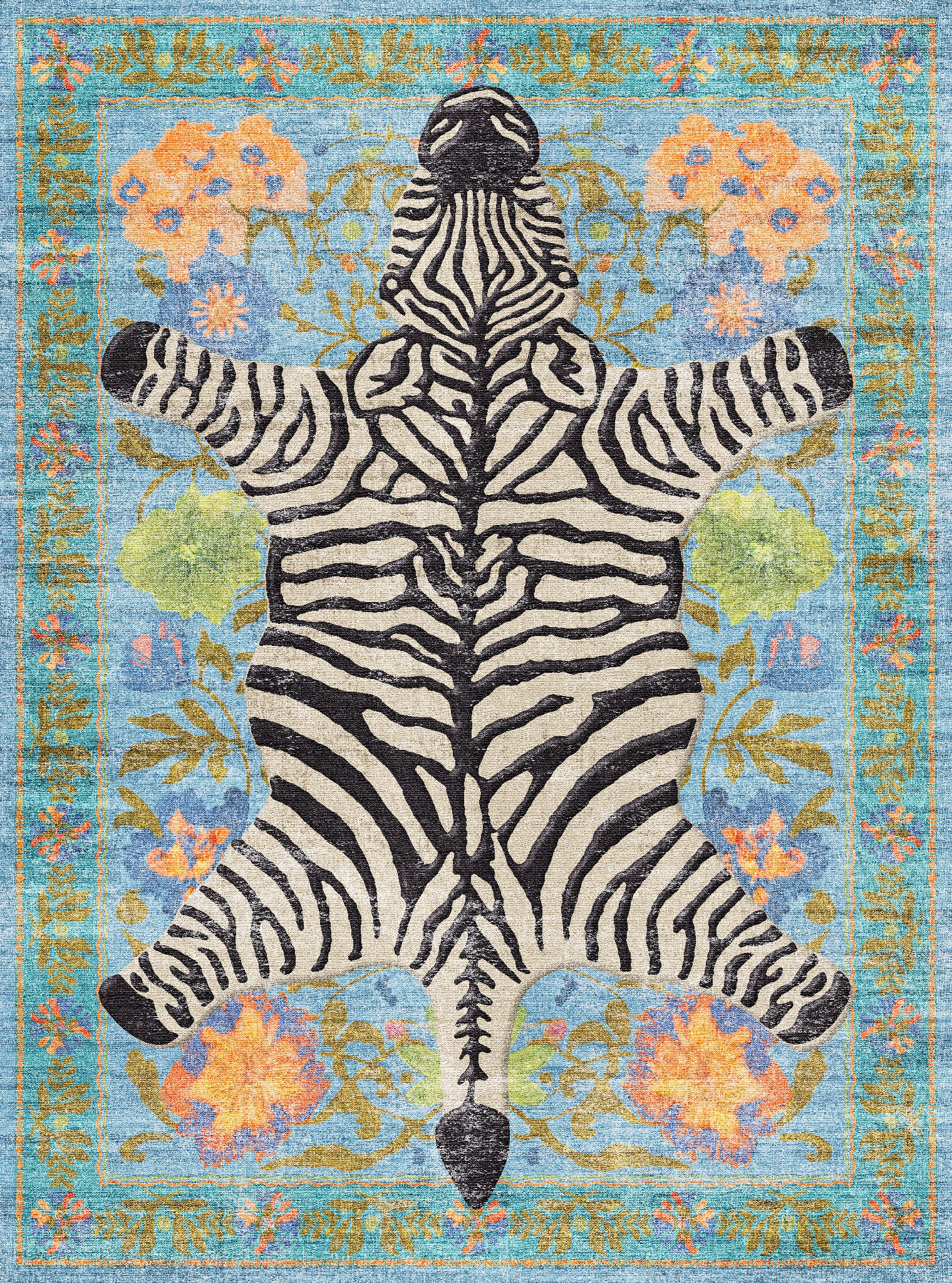 Yara Ботанически килим със зебров печат