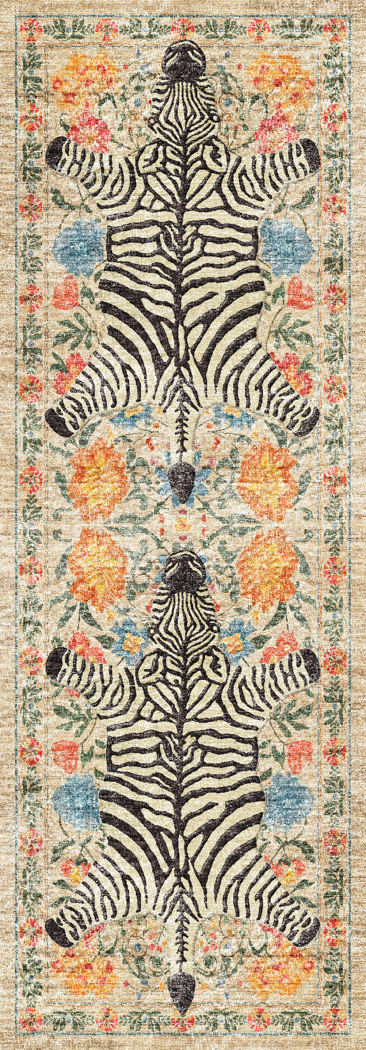 Yara Ботанически килим със зебров печат