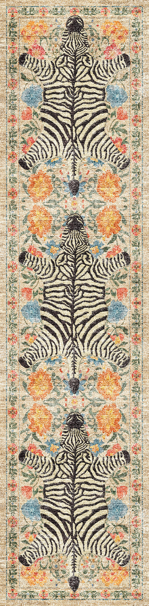 Yara Ботанически килим със зебров печат