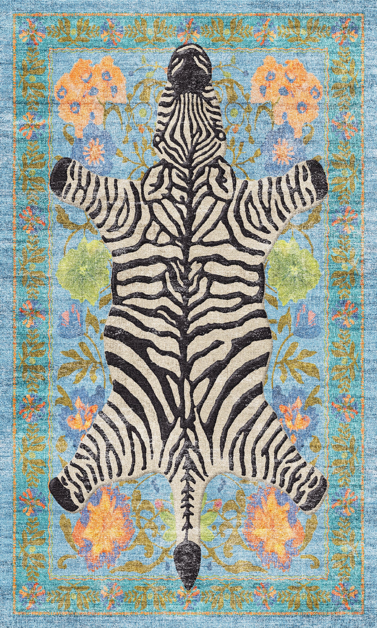 Yara Ботанически килим със зебров печат