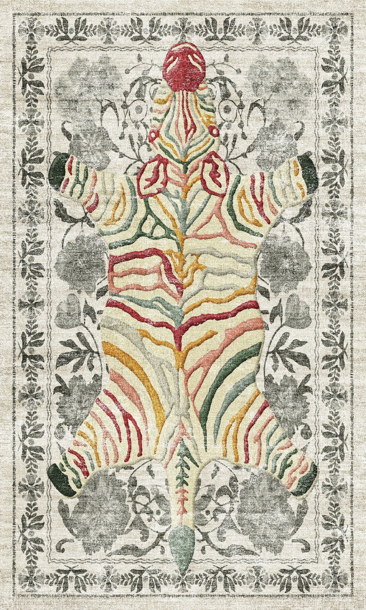 Yara Ботанически килим със зебров печат