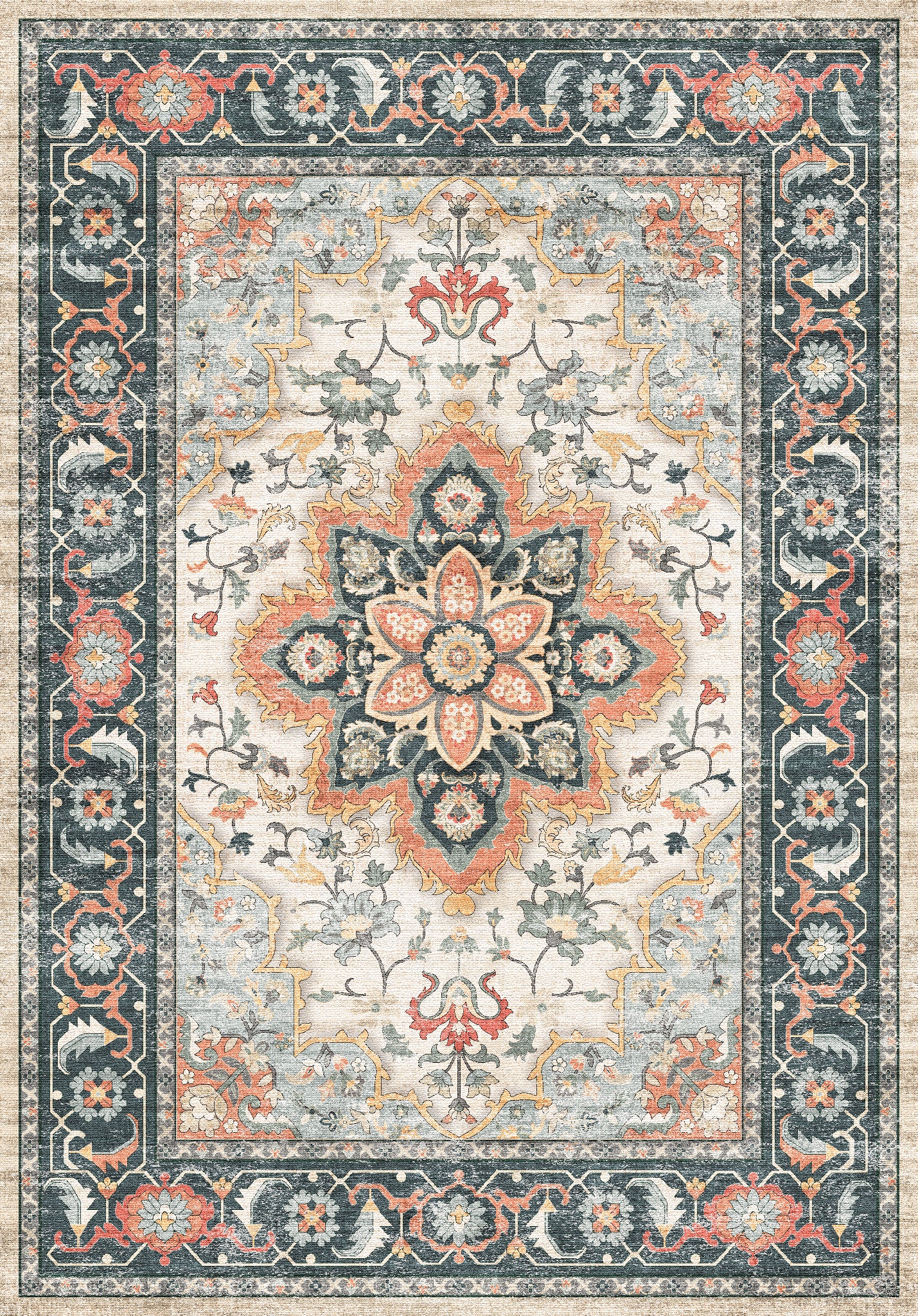 Aubrey Tapis à médaillon classique