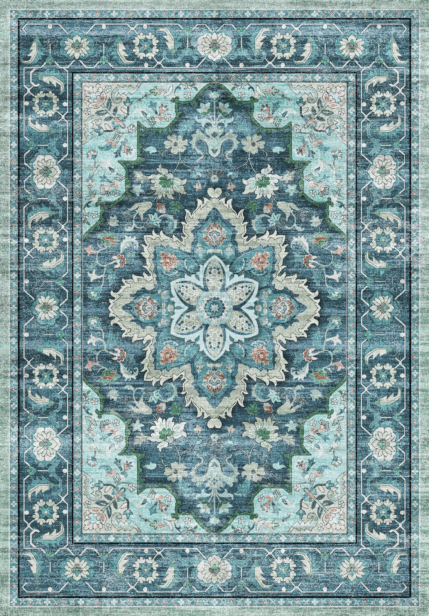 Aubrey Tapis à médaillon classique