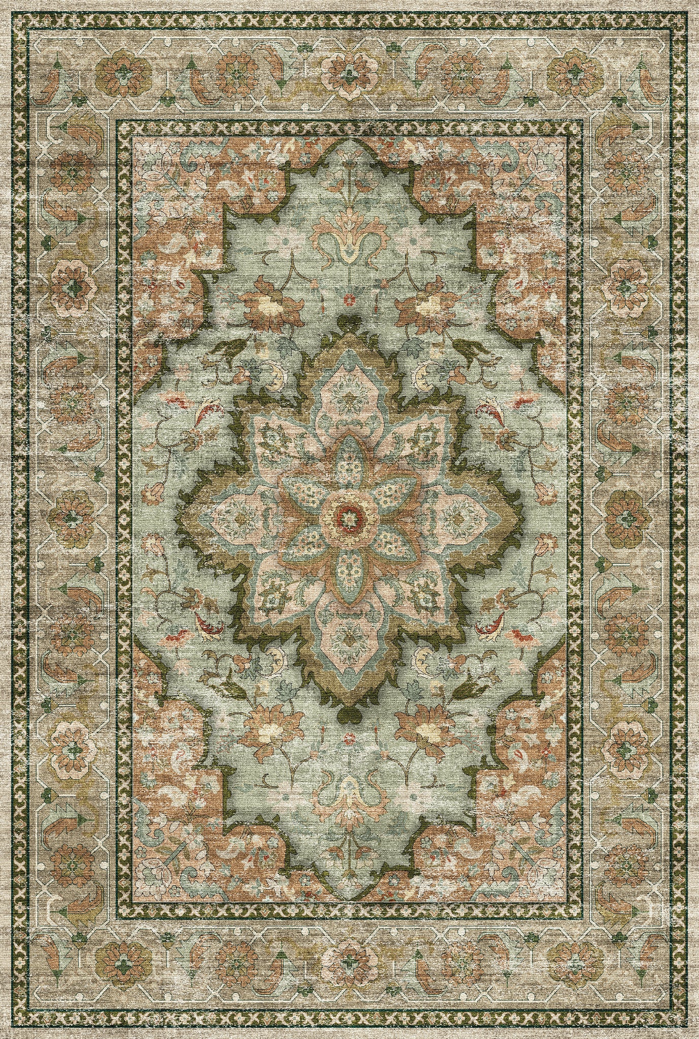 Aubrey Tapis à médaillon classique
