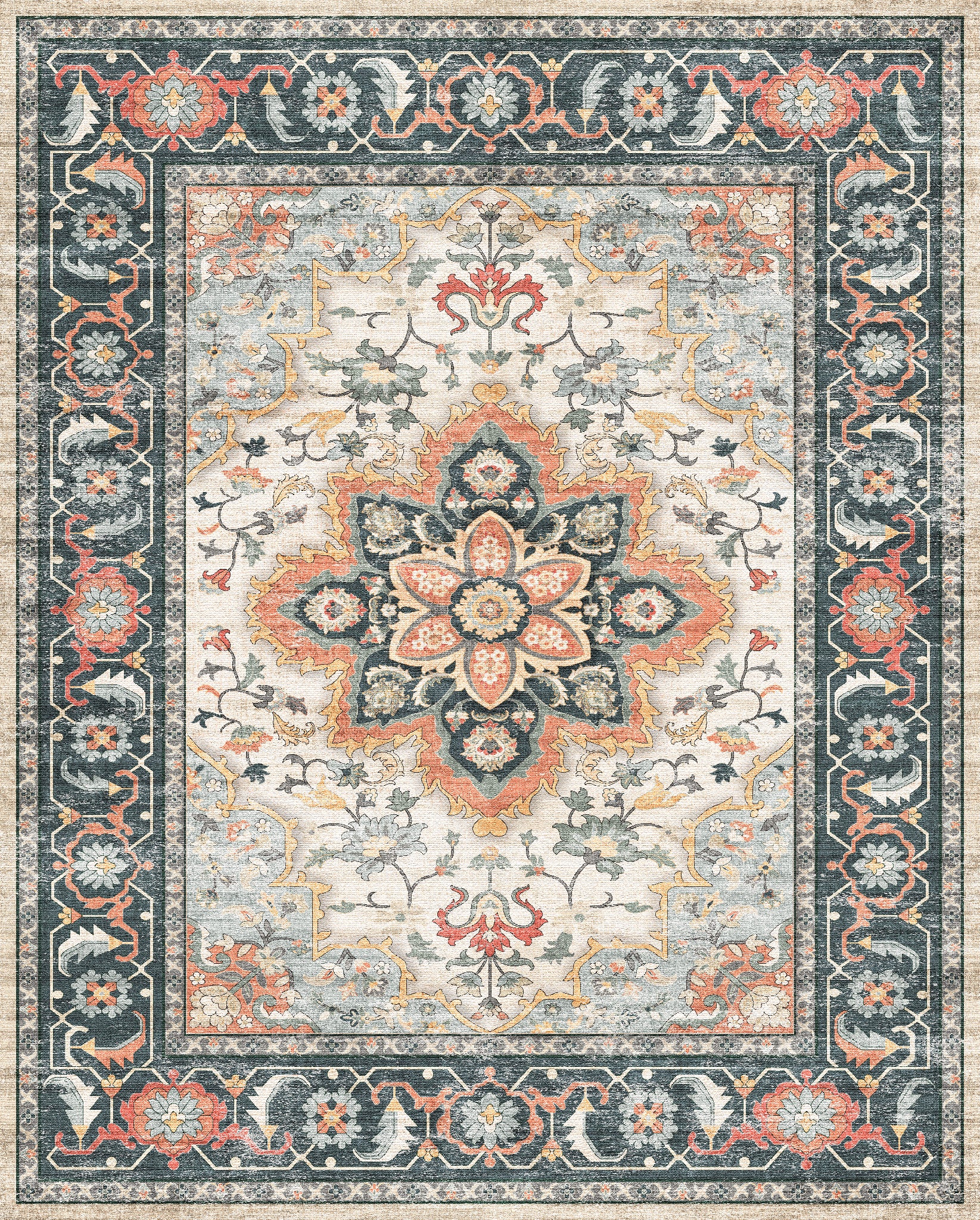 Aubrey Tapis à médaillon classique