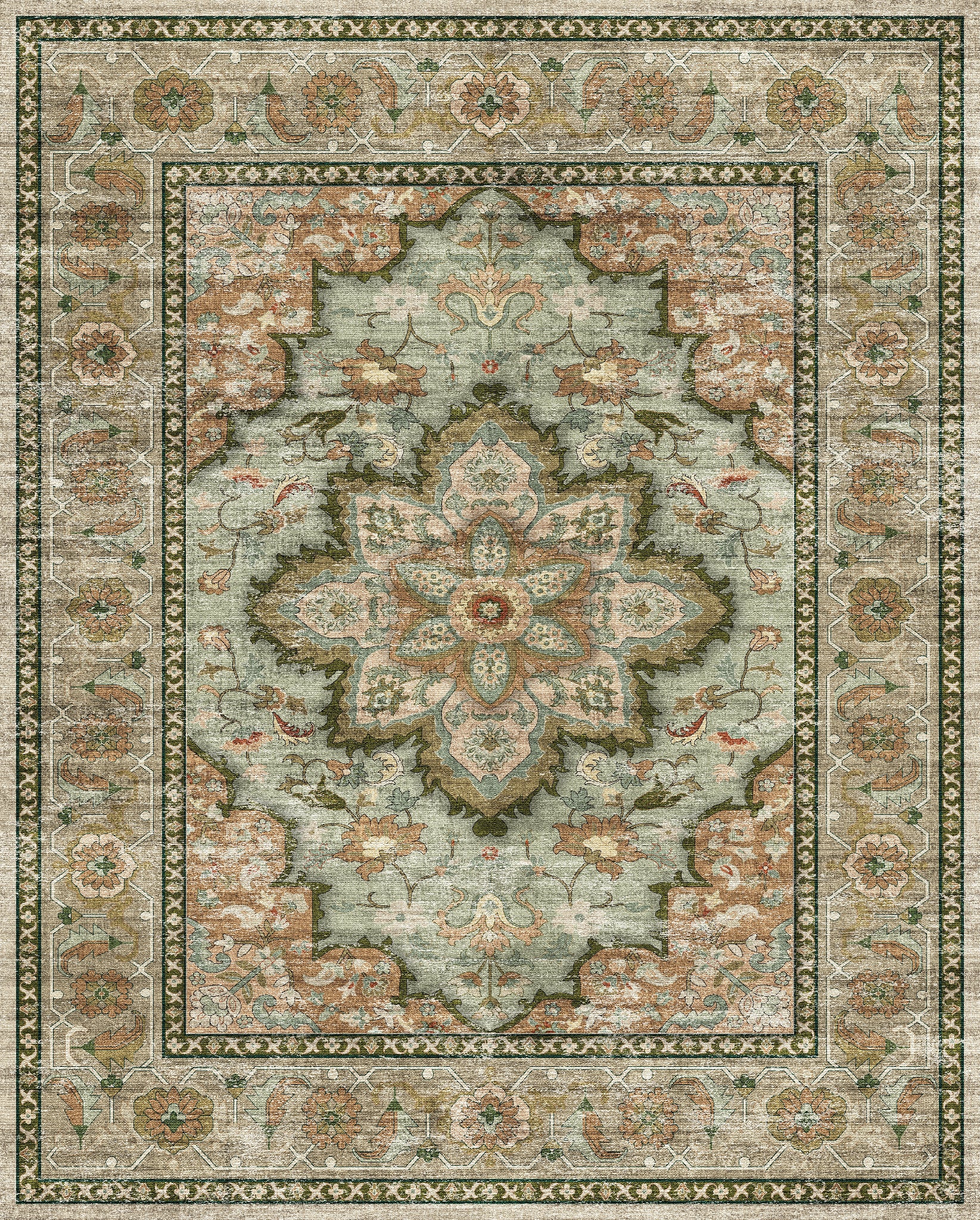 Aubrey Tapis à médaillon classique