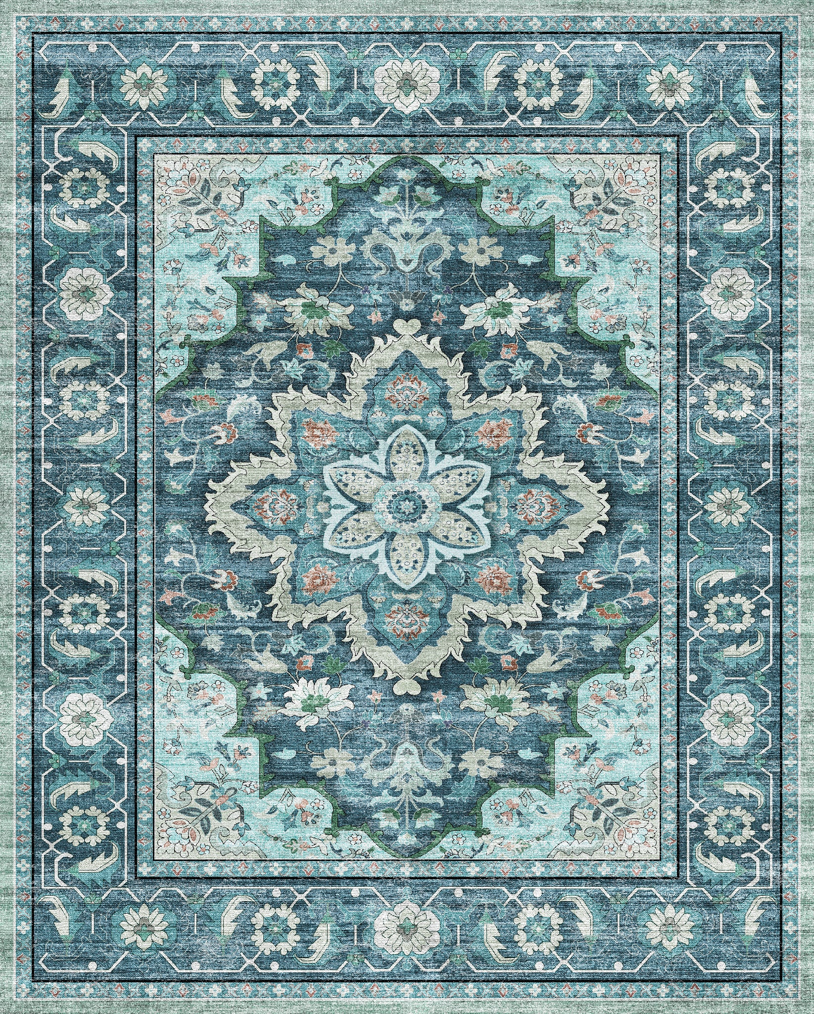 Aubrey Tapis à médaillon classique