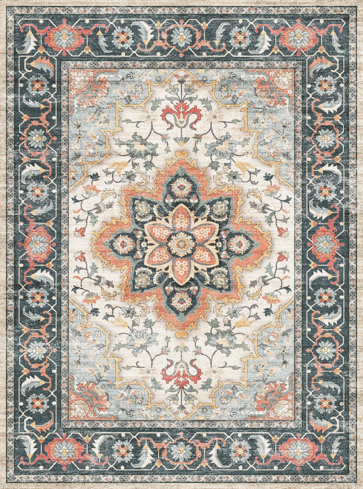 Aubrey Tapis à médaillon classique