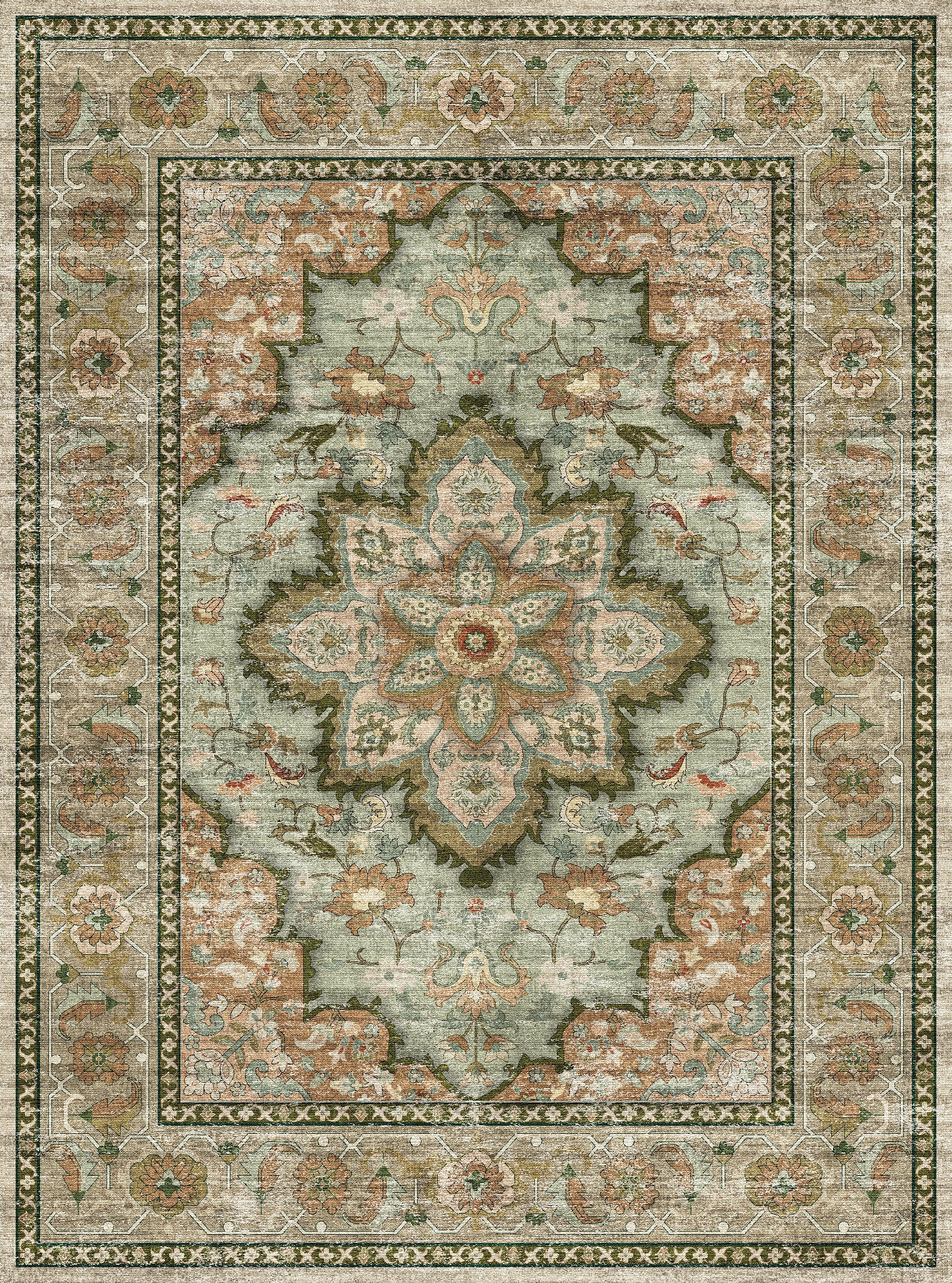 Aubrey Tapis à médaillon classique