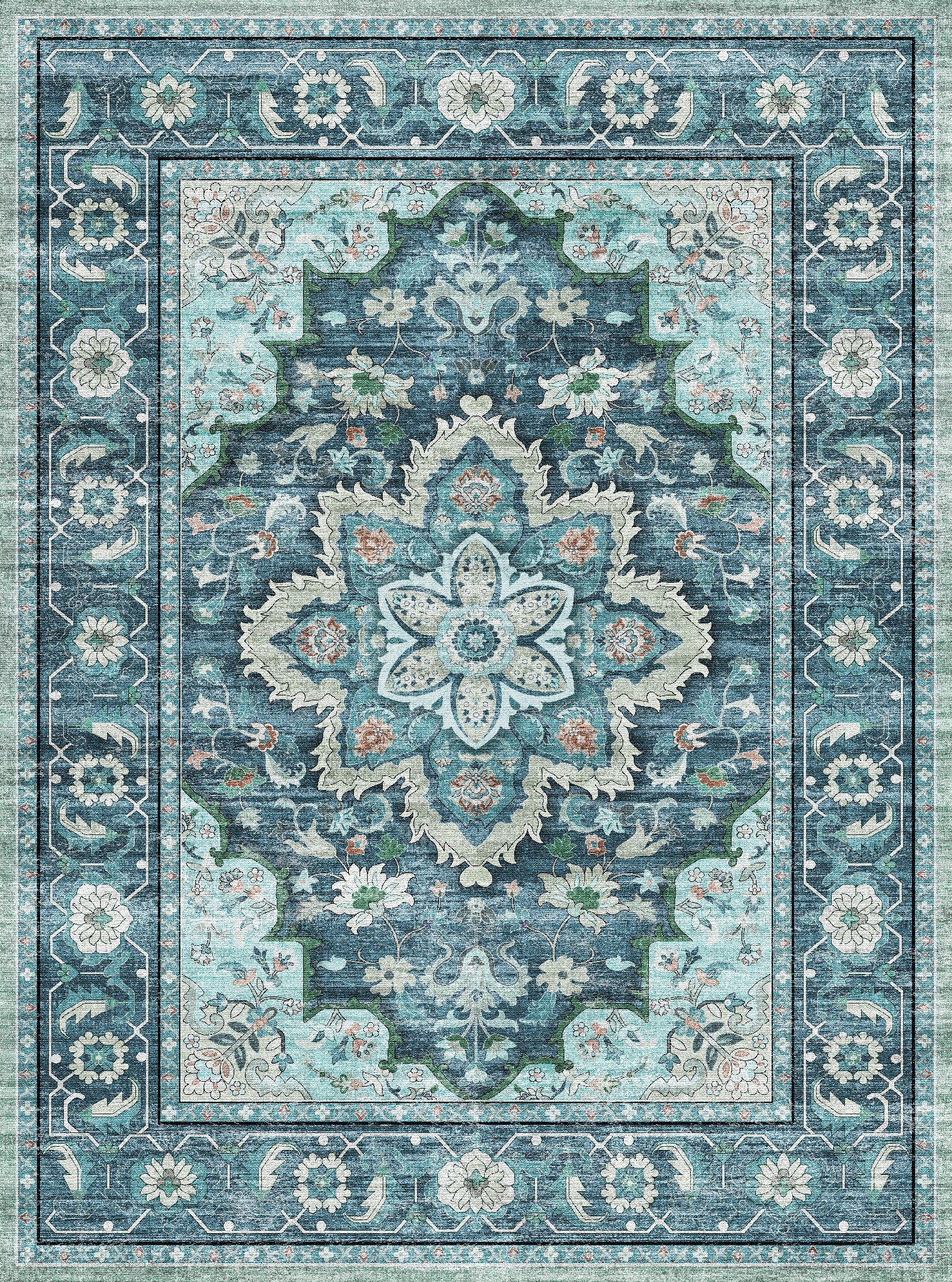 Aubrey Tapis à médaillon classique