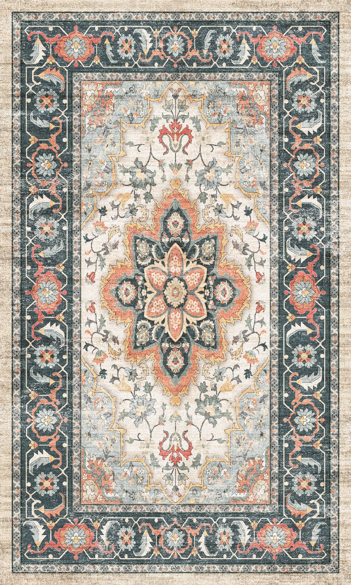 Aubrey Tapis à médaillon classique