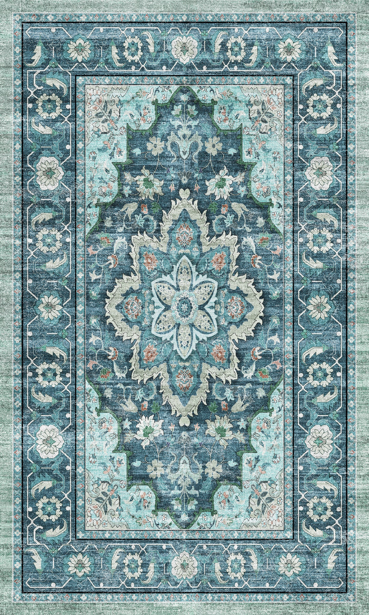 Aubrey Tapis à médaillon classique