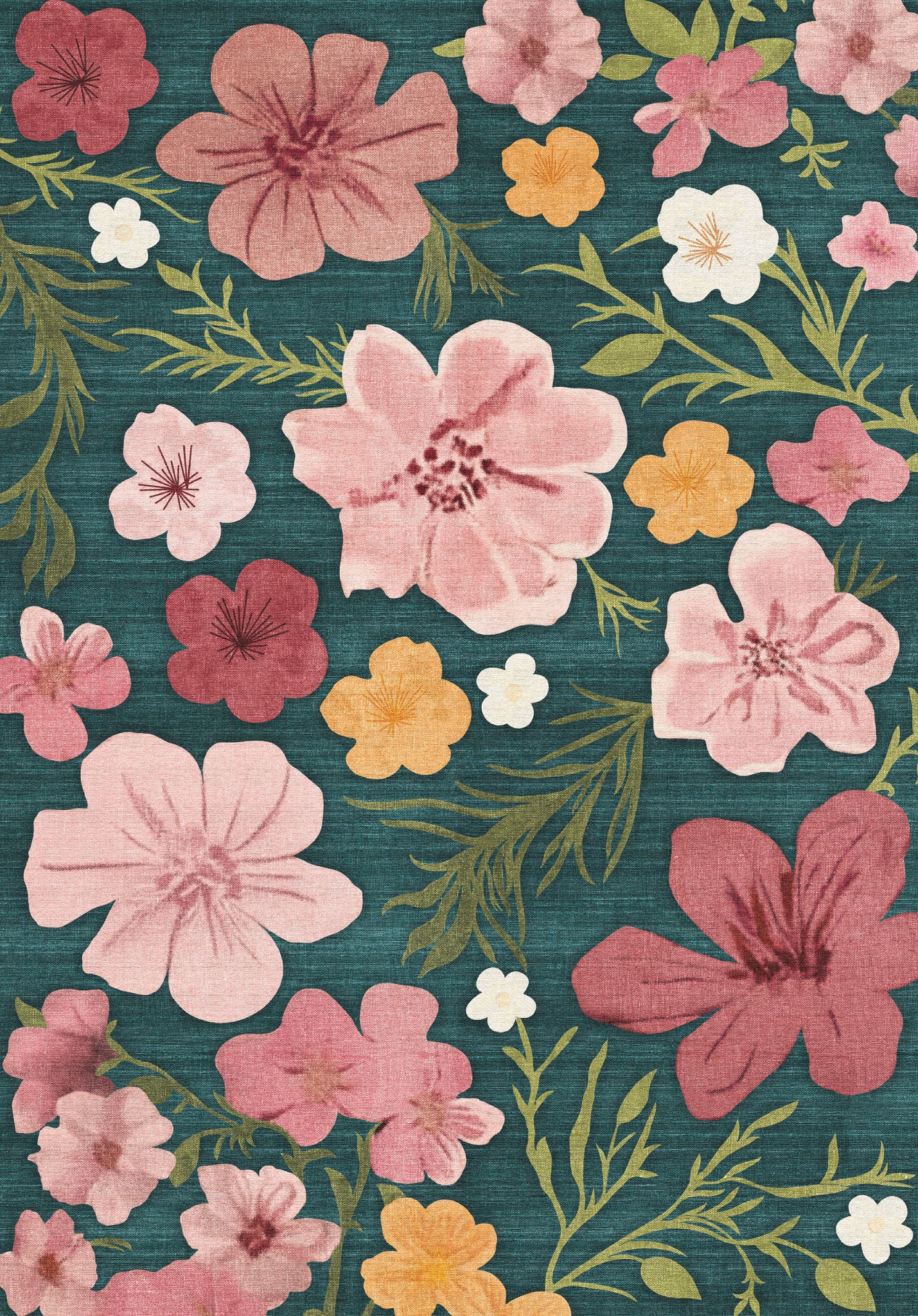 Delphine Teppich mit Blumenmuster
