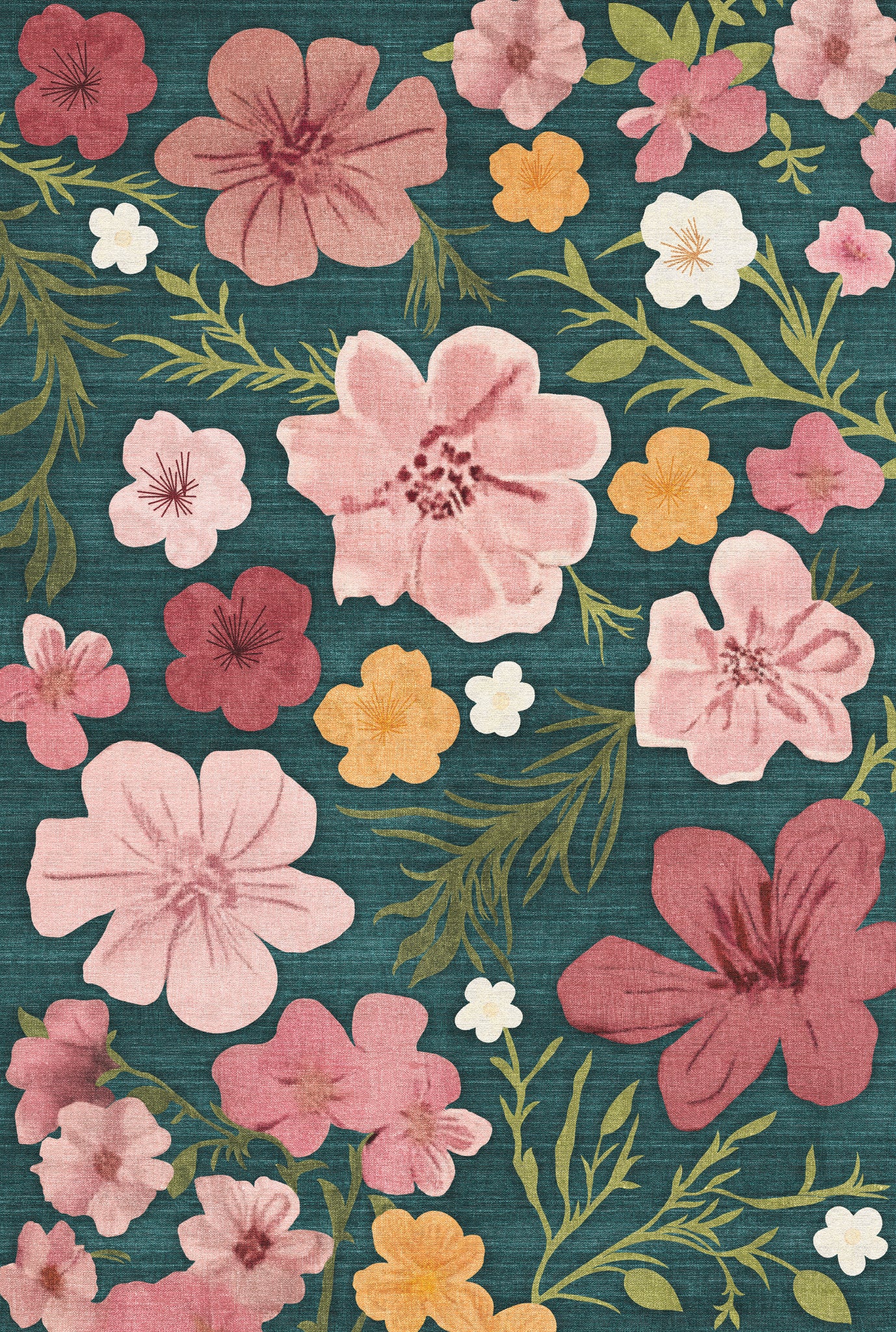 Delphine Teppich mit Blumenmuster