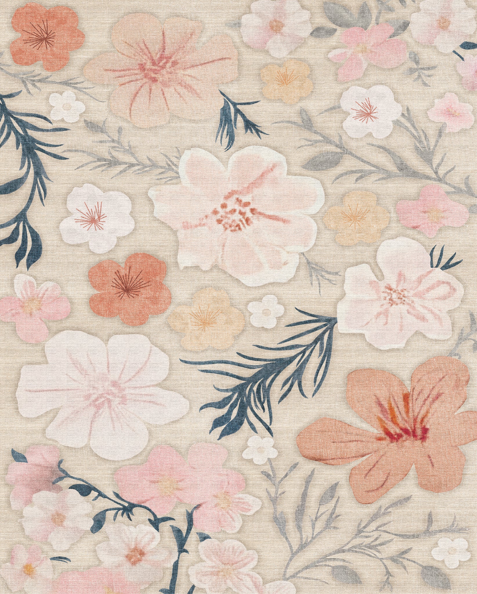 Delphine Teppich mit Blumenmuster