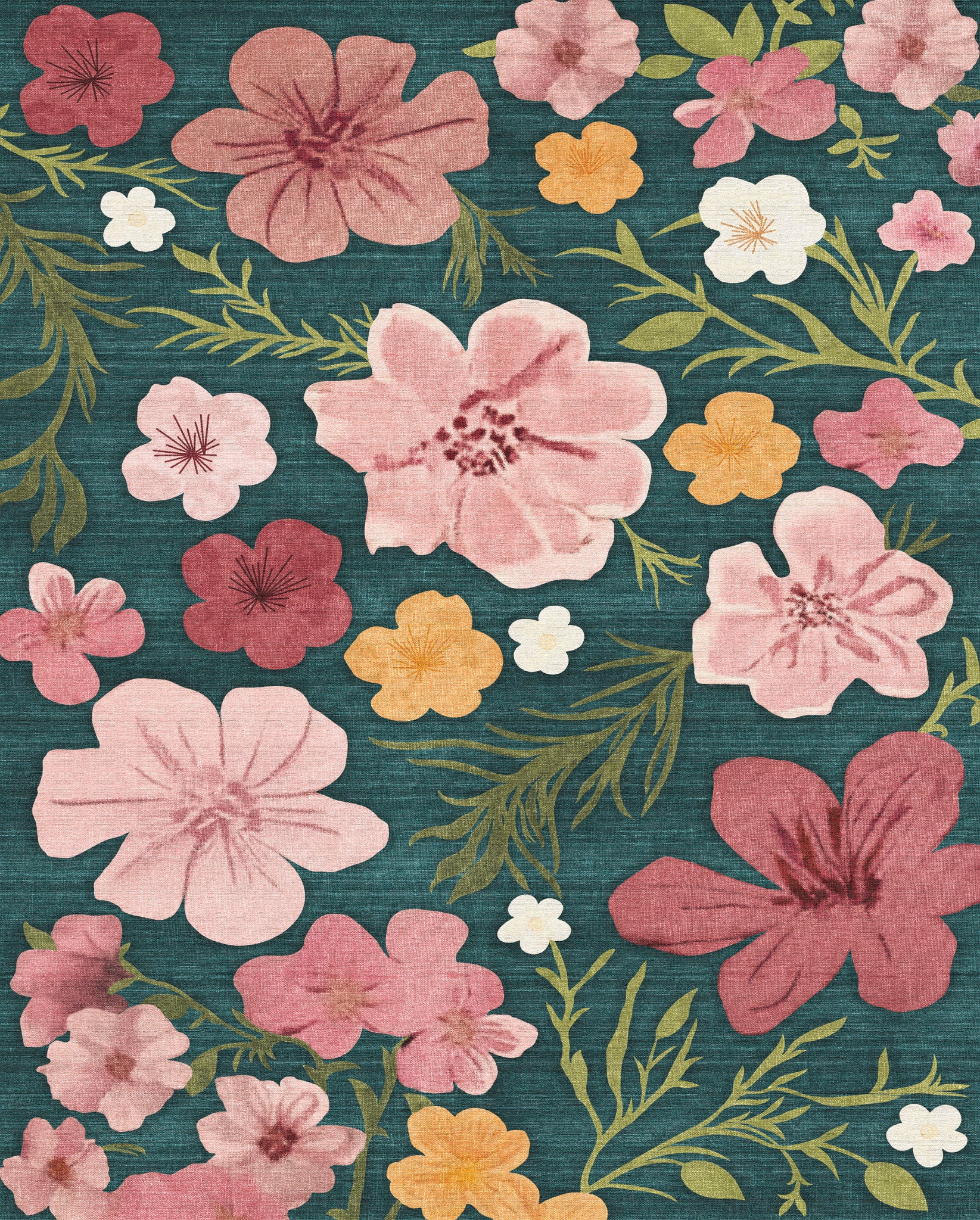 Delphine Teppich mit Blumenmuster