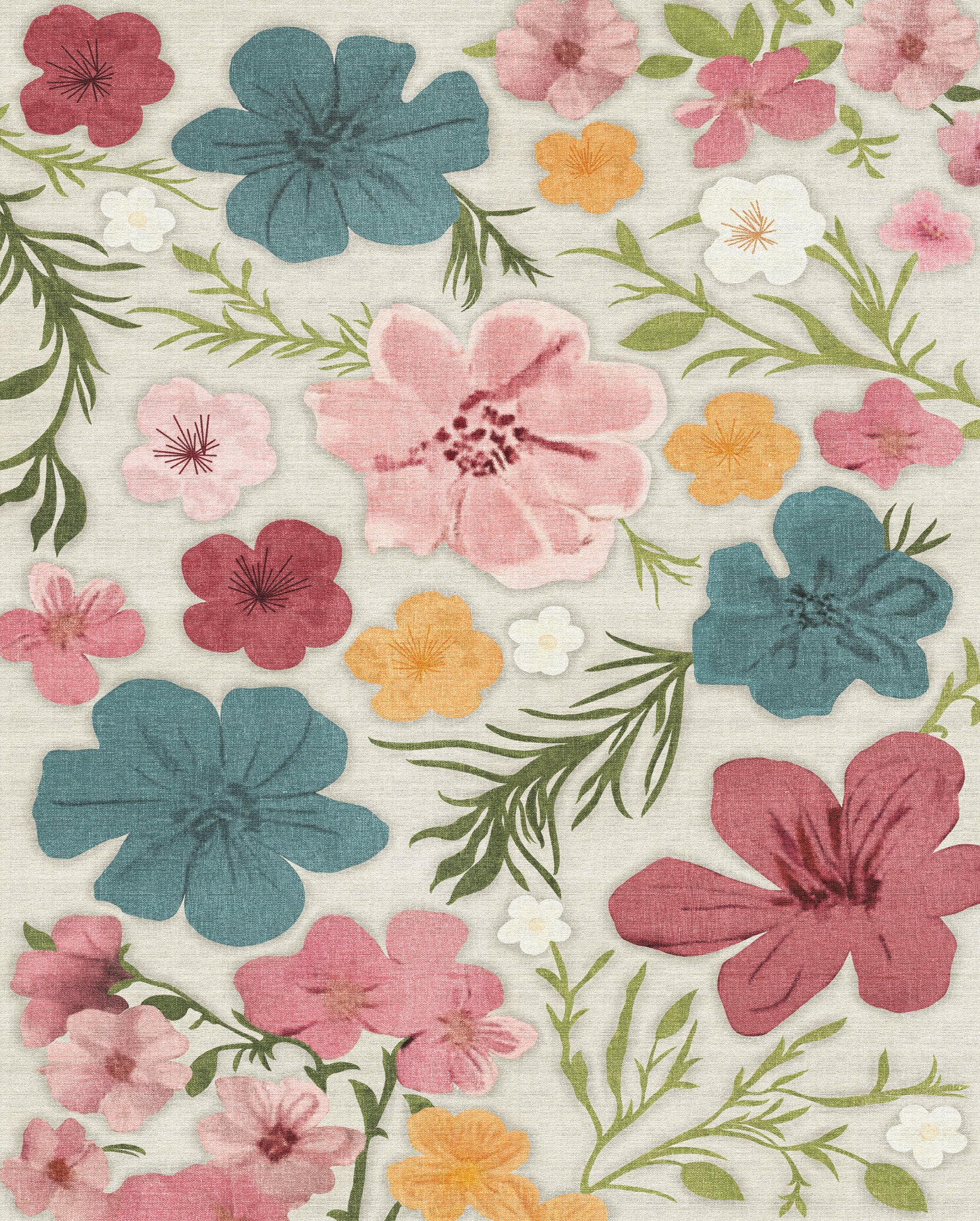 Delphine Teppich mit Blumenmuster