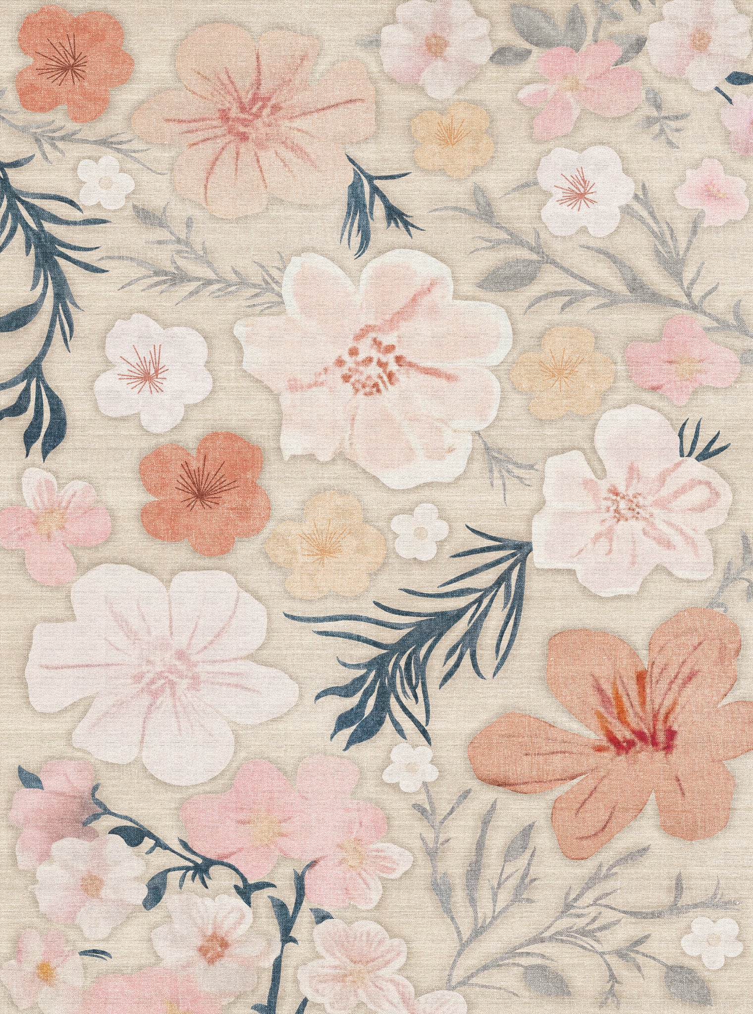 Delphine Teppich mit Blumenmuster