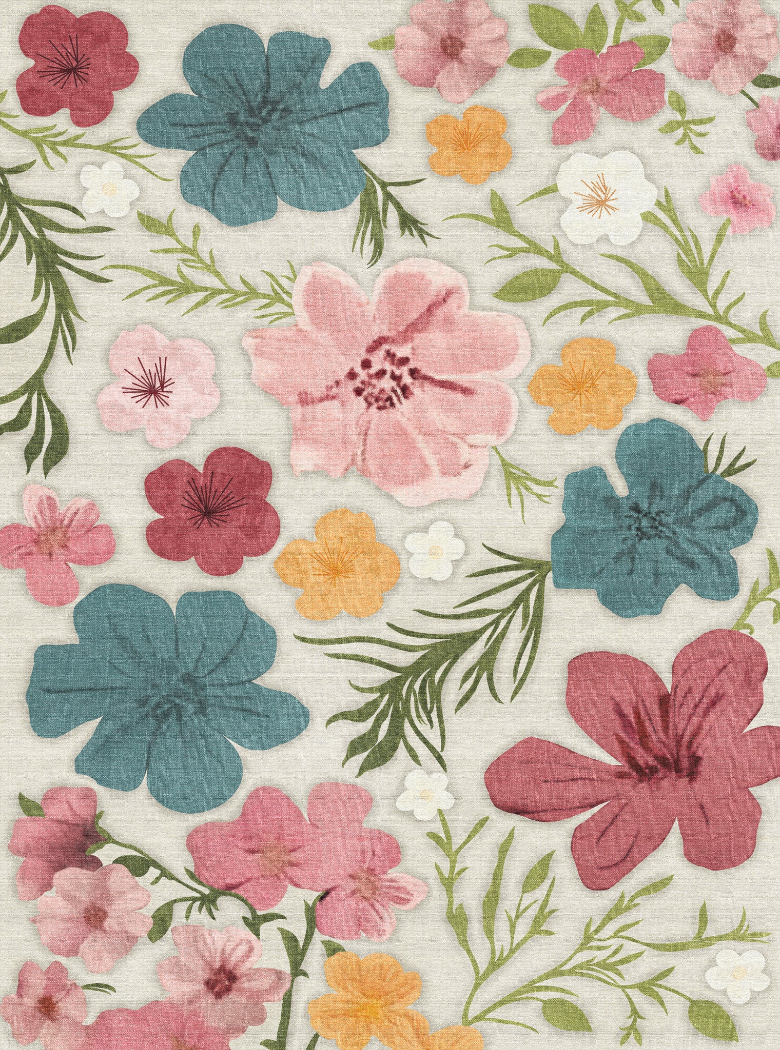 Delphine Teppich mit Blumenmuster
