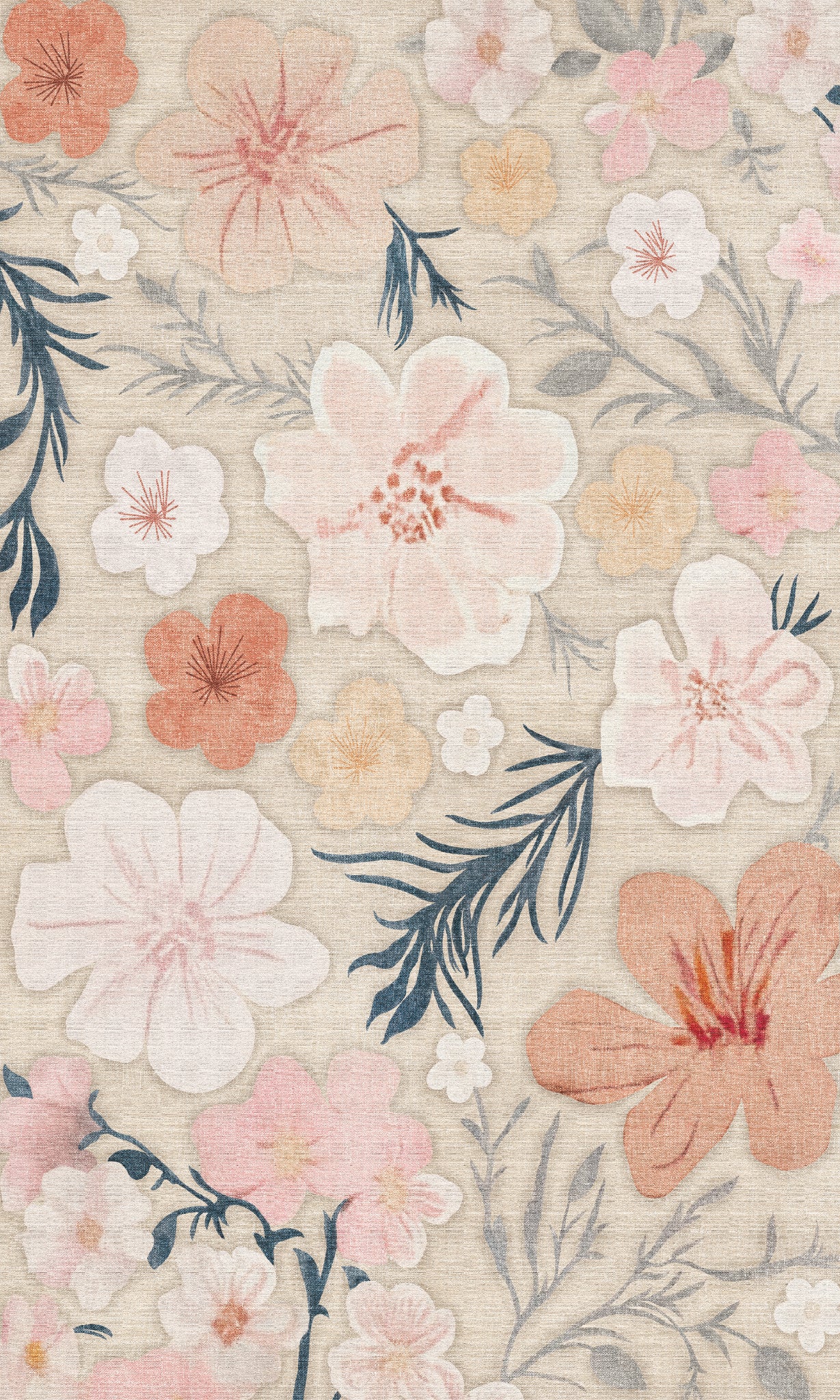 Delphine Teppich mit Blumenmuster