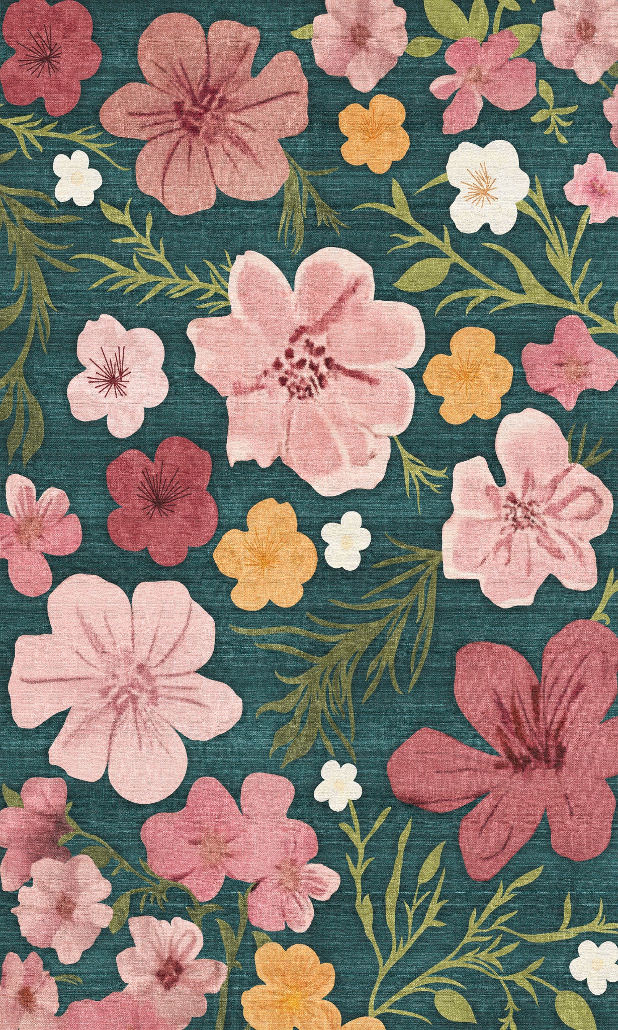 Delphine Teppich mit Blumenmuster