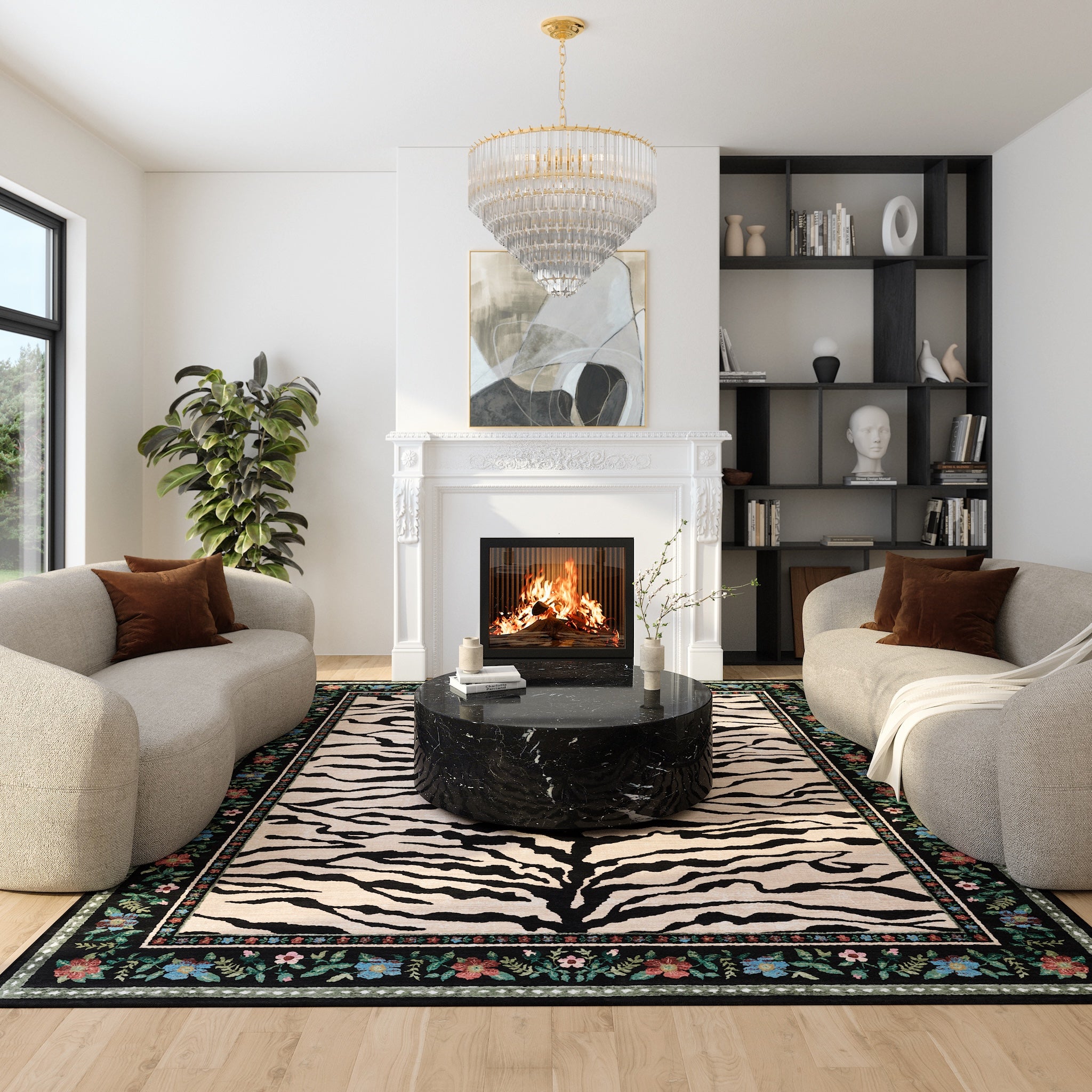 Ludvic Vintage tijgerbloemde vloerkleed