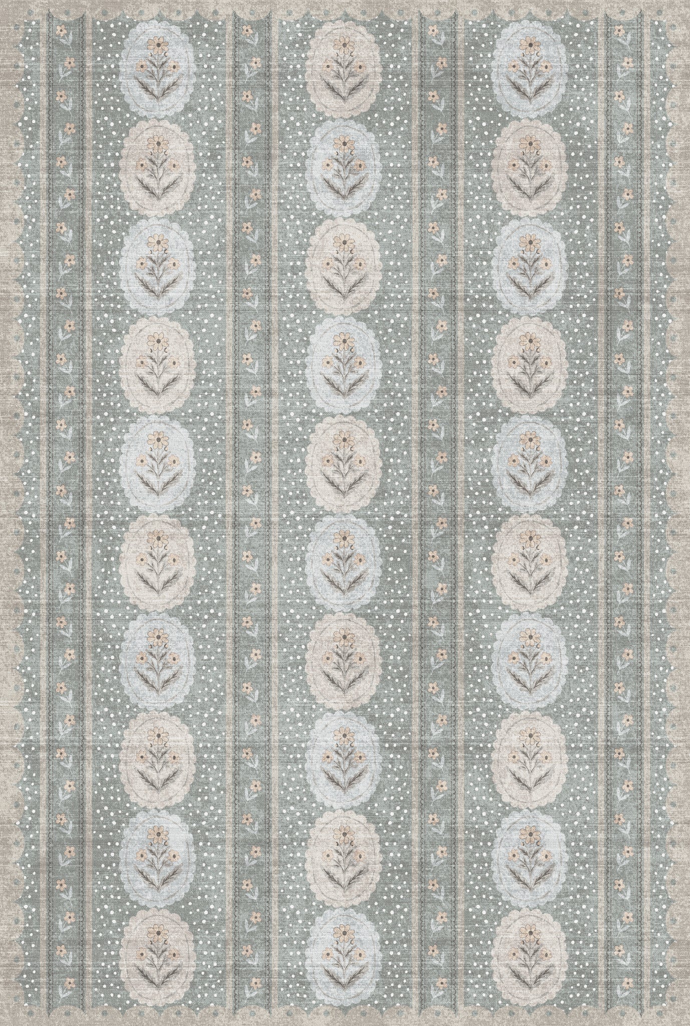 Lilia Minkštas gėlių medaliono kilimas