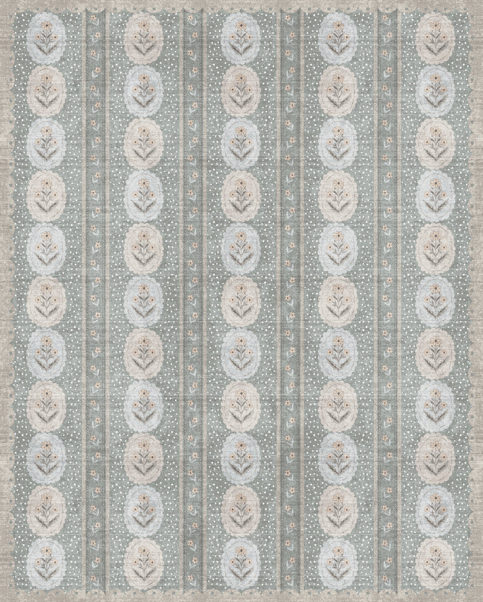 Lilia Minkštas gėlių medaliono kilimas