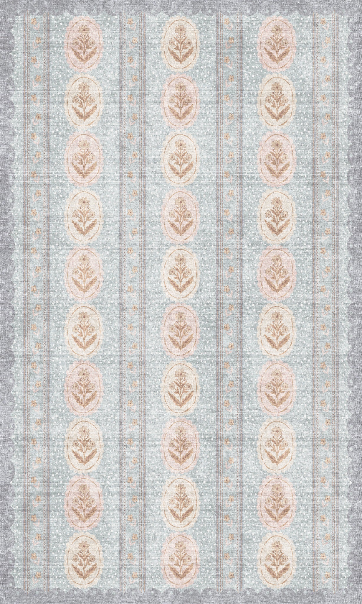 Lilia Minkštas gėlių medaliono kilimas