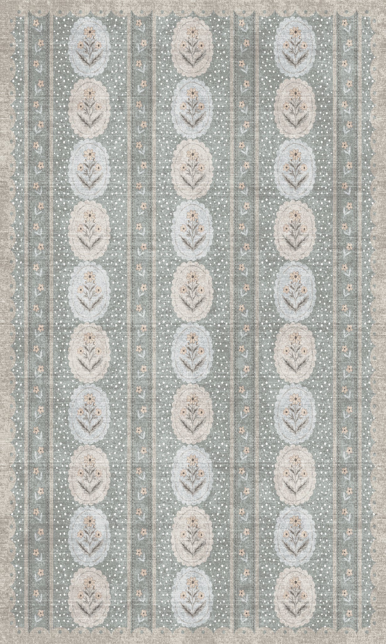 Lilia Minkštas gėlių medaliono kilimas