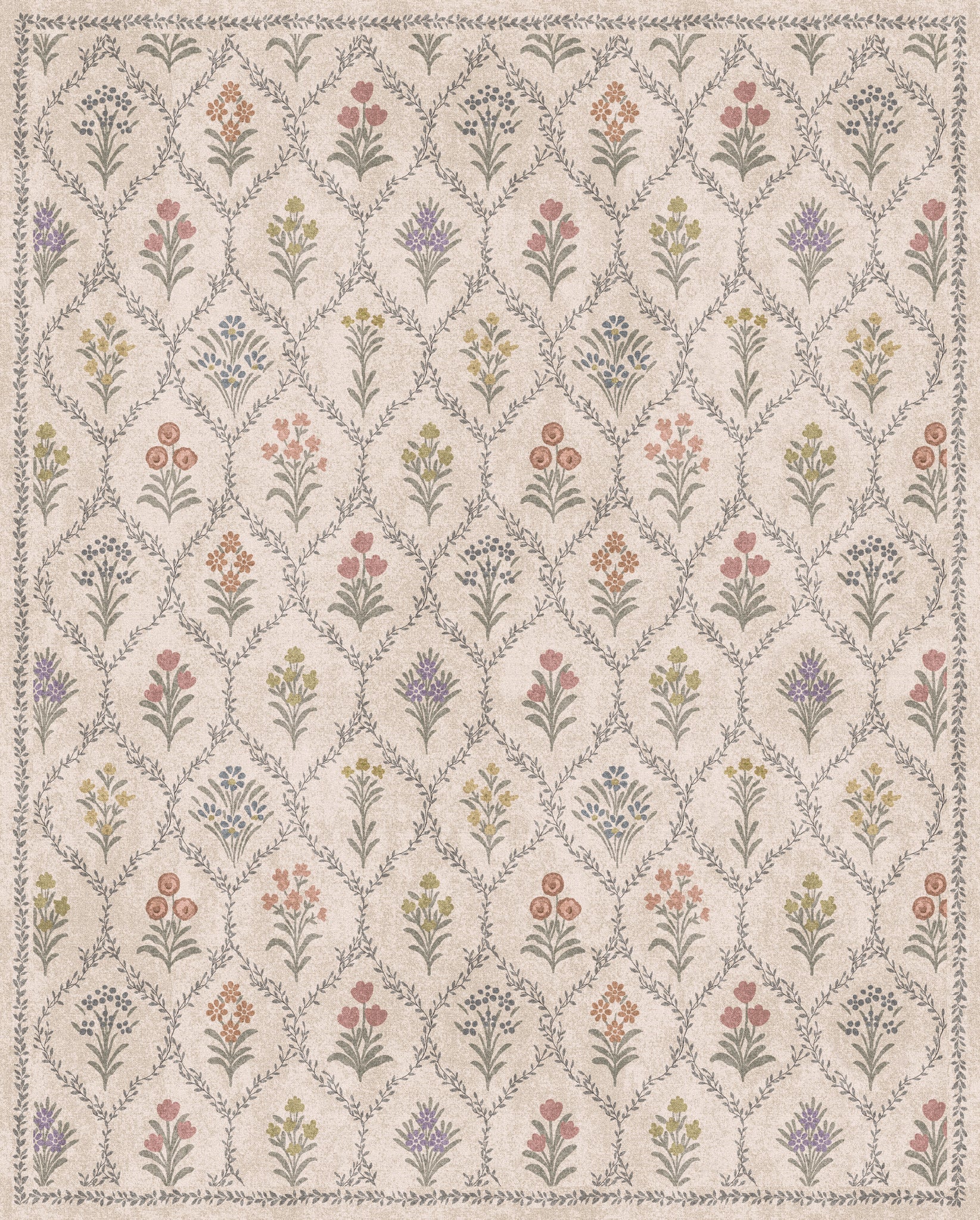 Millie Alfombra de jardín floral vintage