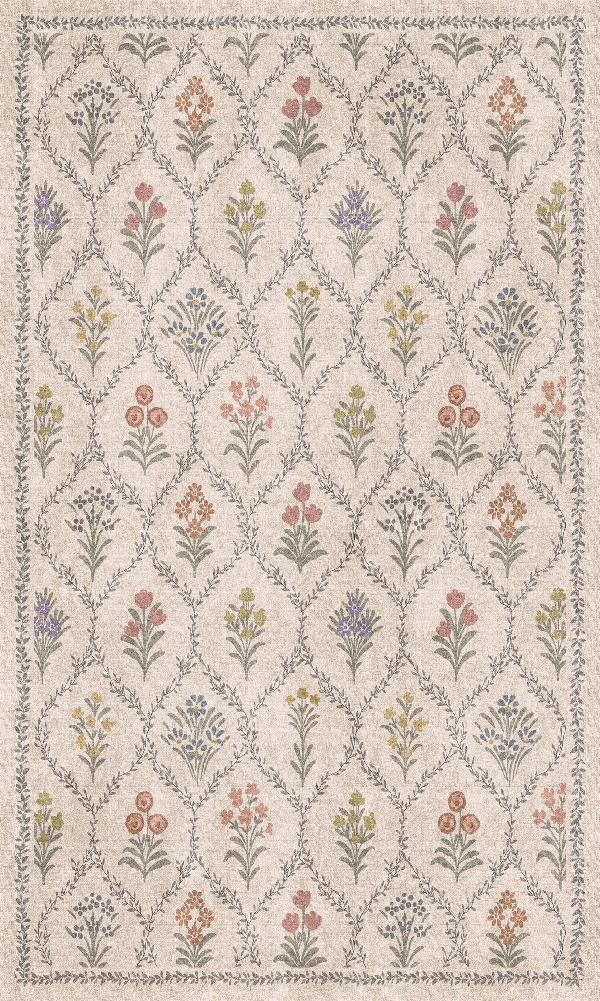 Millie Alfombra de jardín floral vintage