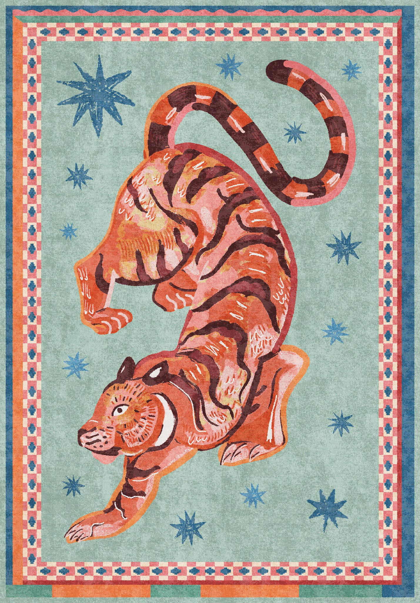 Kairo Tapis imprimé tigre céleste
