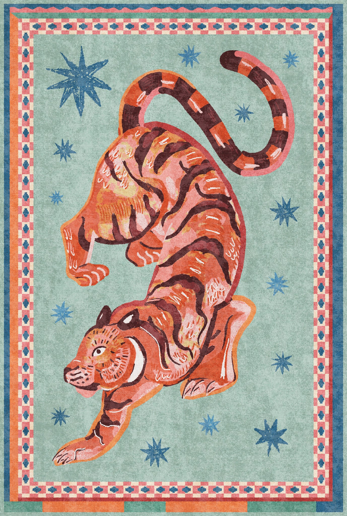Kairo Tapis imprimé tigre céleste