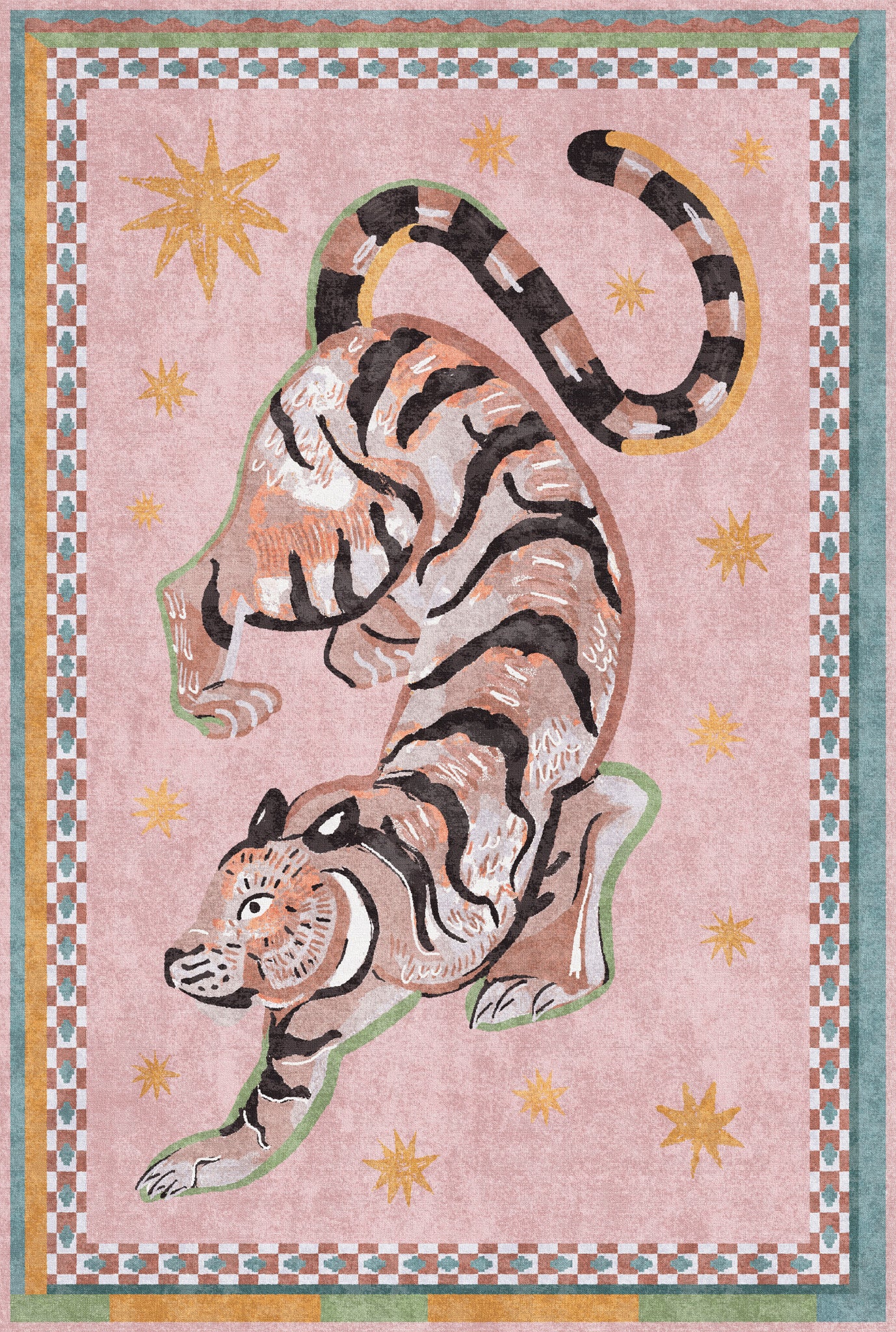 Kairo Tapis imprimé tigre céleste