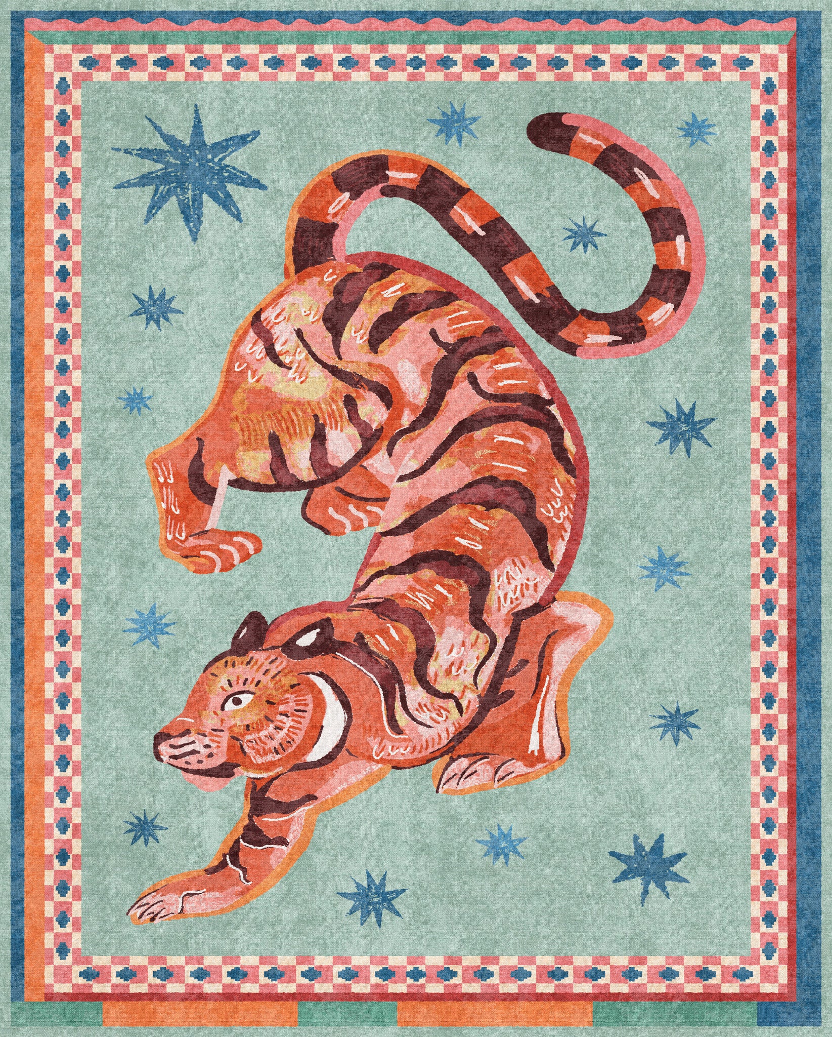 Kairo Tapis imprimé tigre céleste