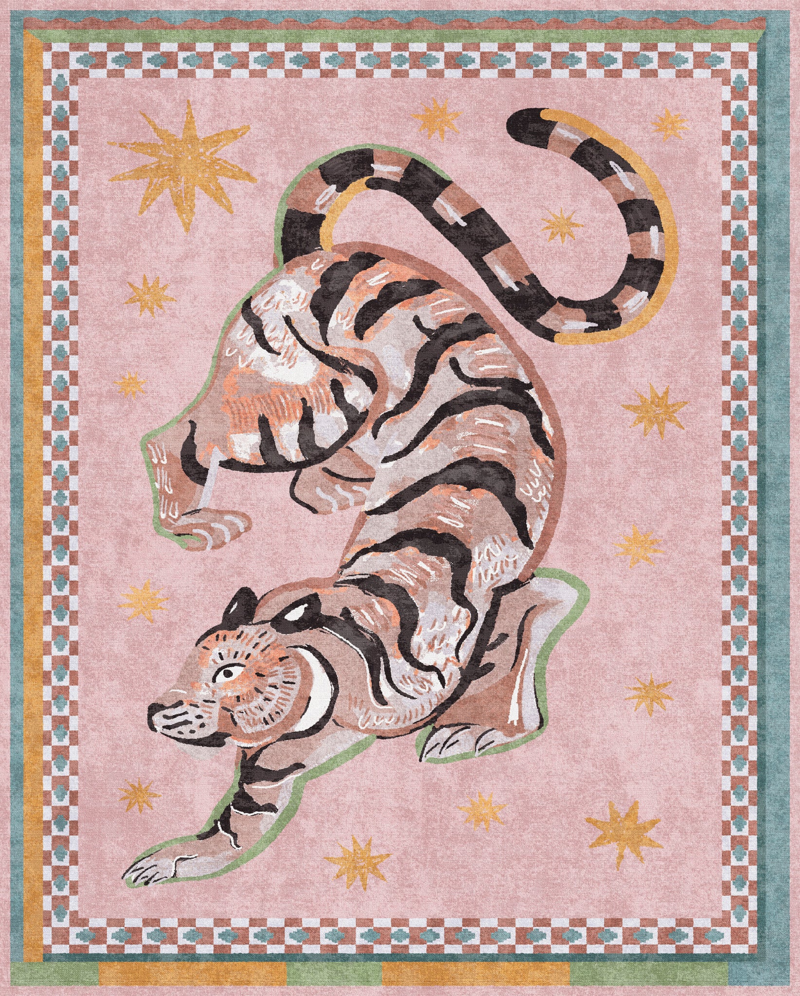 Kairo Tapis imprimé tigre céleste